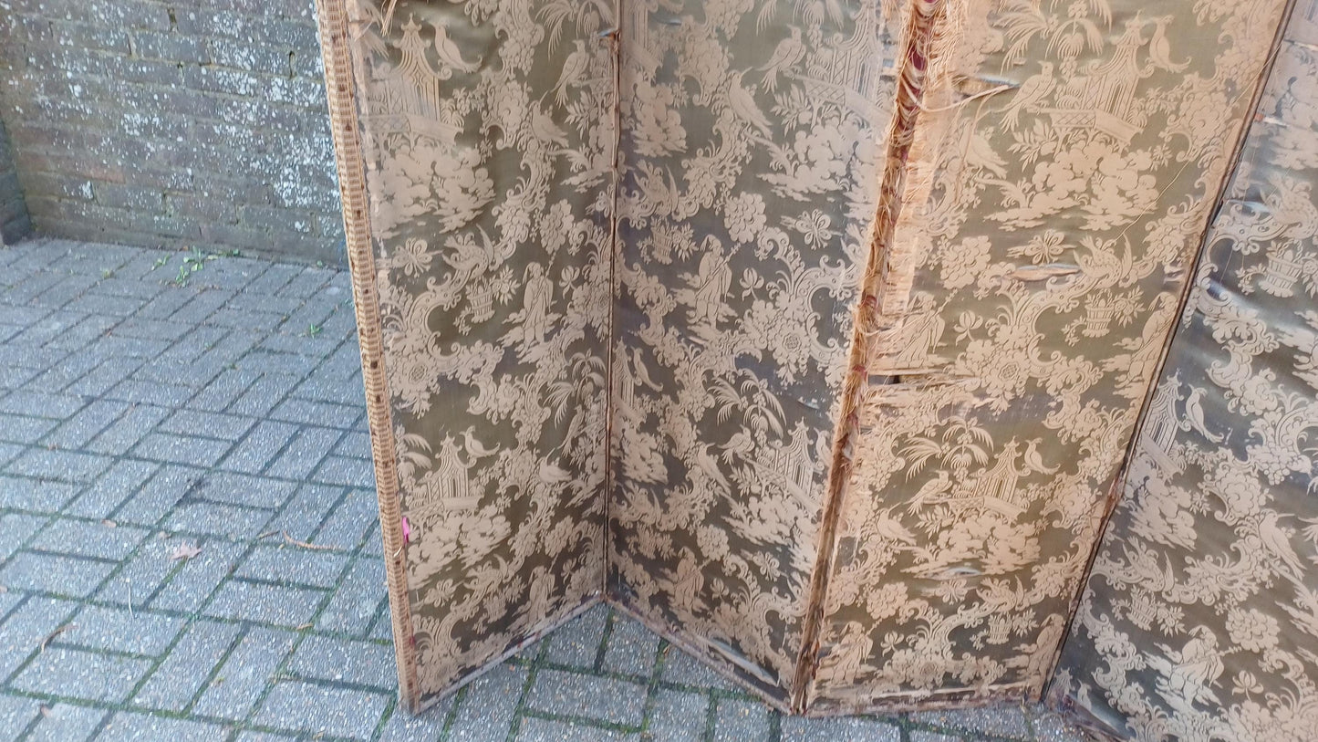 Bohemian Upholstered 3 fold, 4 piece, Victorian Room Divider / Vanity Screen - Chinoiserie type fabric FREE HAND Delivery