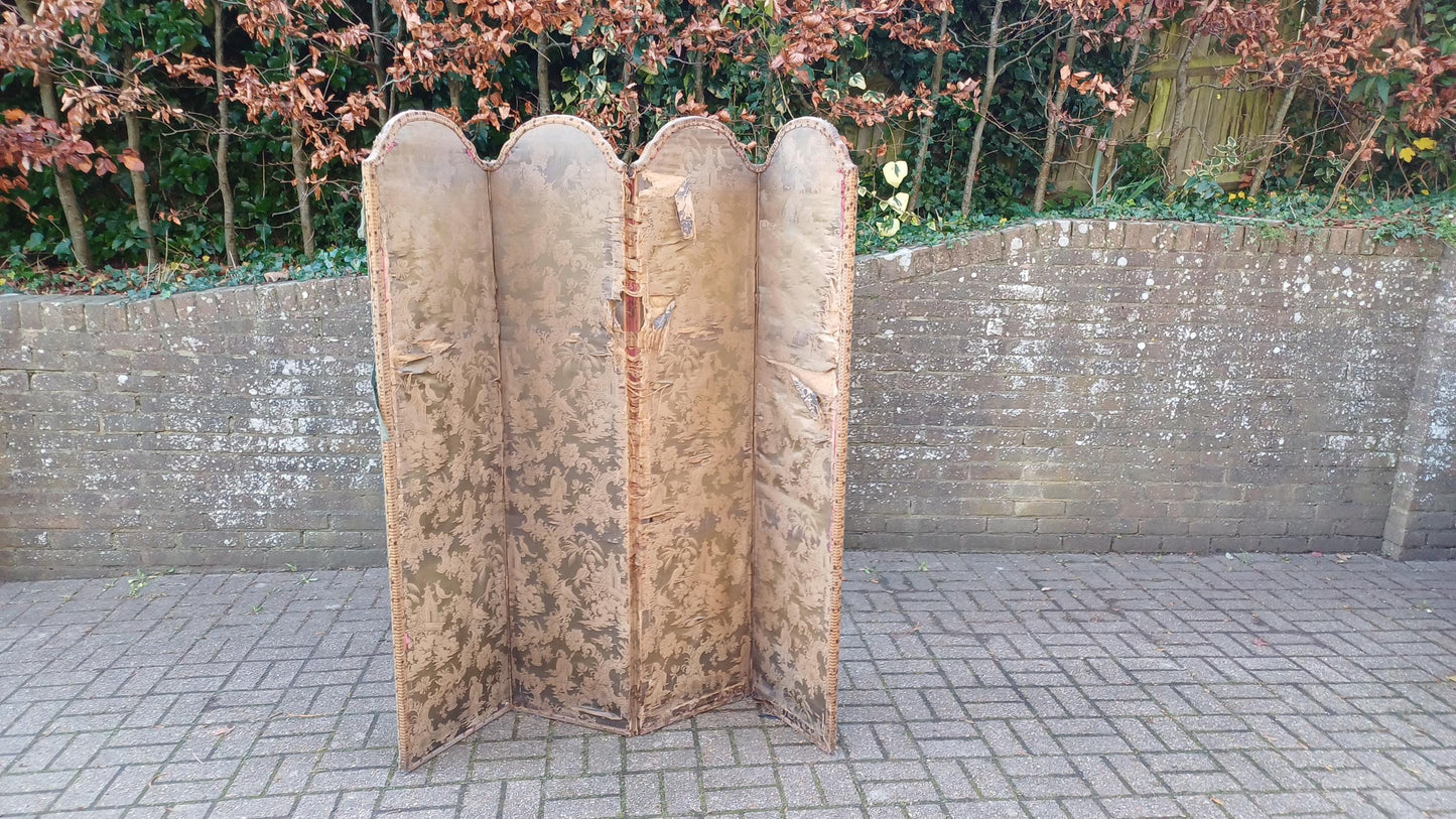 Bohemian Upholstered 3 fold, 4 piece, Victorian Room Divider / Vanity Screen - Chinoiserie type fabric FREE HAND Delivery