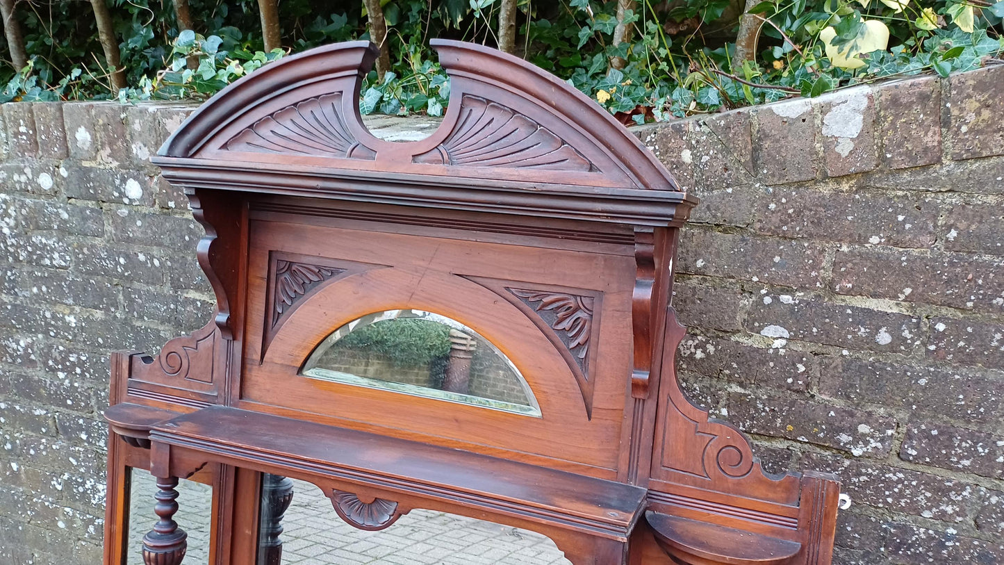 Massive Imposing High Quality Mahogany Over Mantel Mirror Wealth of Decorative Features 4 Bevelled Mirrors FREE HAND Delivery.