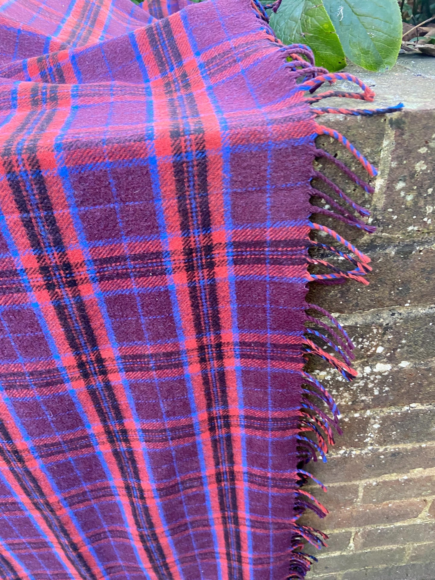 Vintage duo of woollen blankets - one large and one smller rectangular, picnic blankets picnic rugs, telly blankets