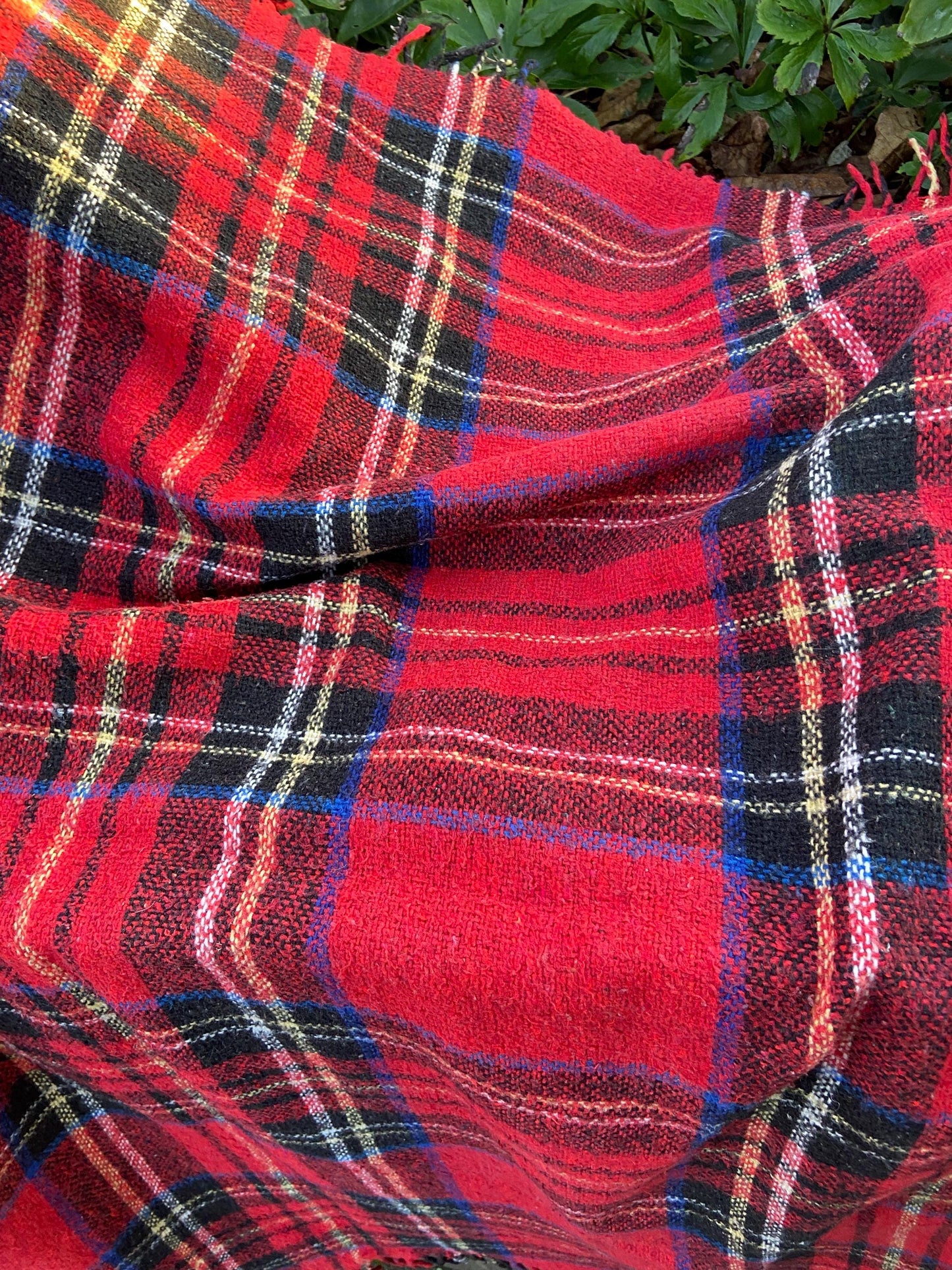 Vintage duo of woollen blankets - one large and one smller rectangular, picnic blankets picnic rugs, telly blankets
