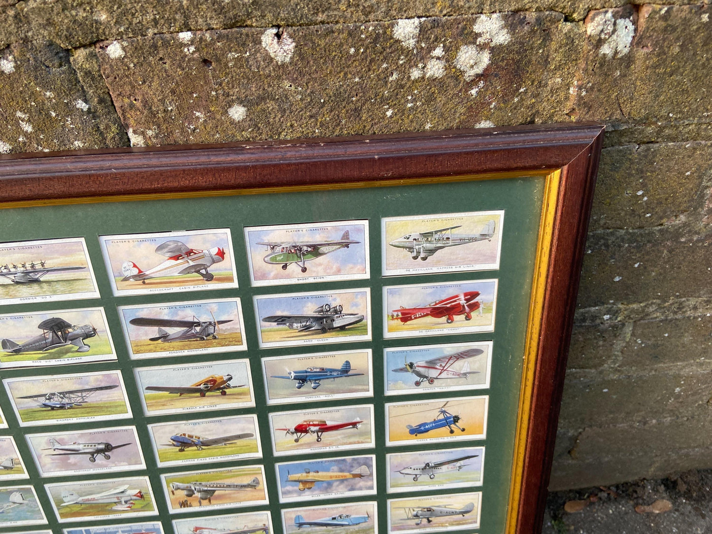 Framed Cigarette card collection of 50 vintage planes cigarette cards - cartophily, aviation aficiondao, aviation plane memorabilia