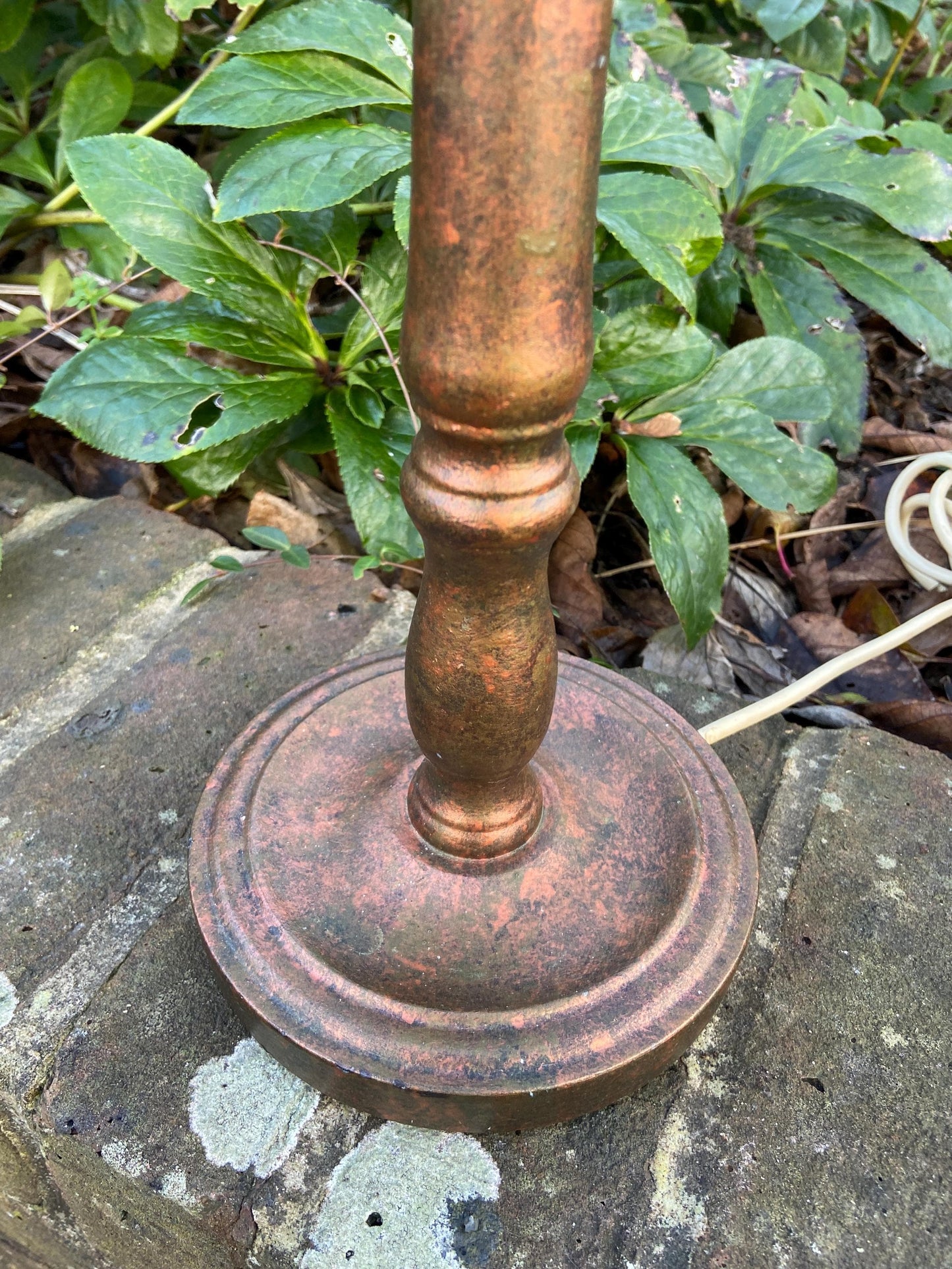 Retro Wooden Metallic Effect Painted Candlestick Lamp Base - 42cm tall