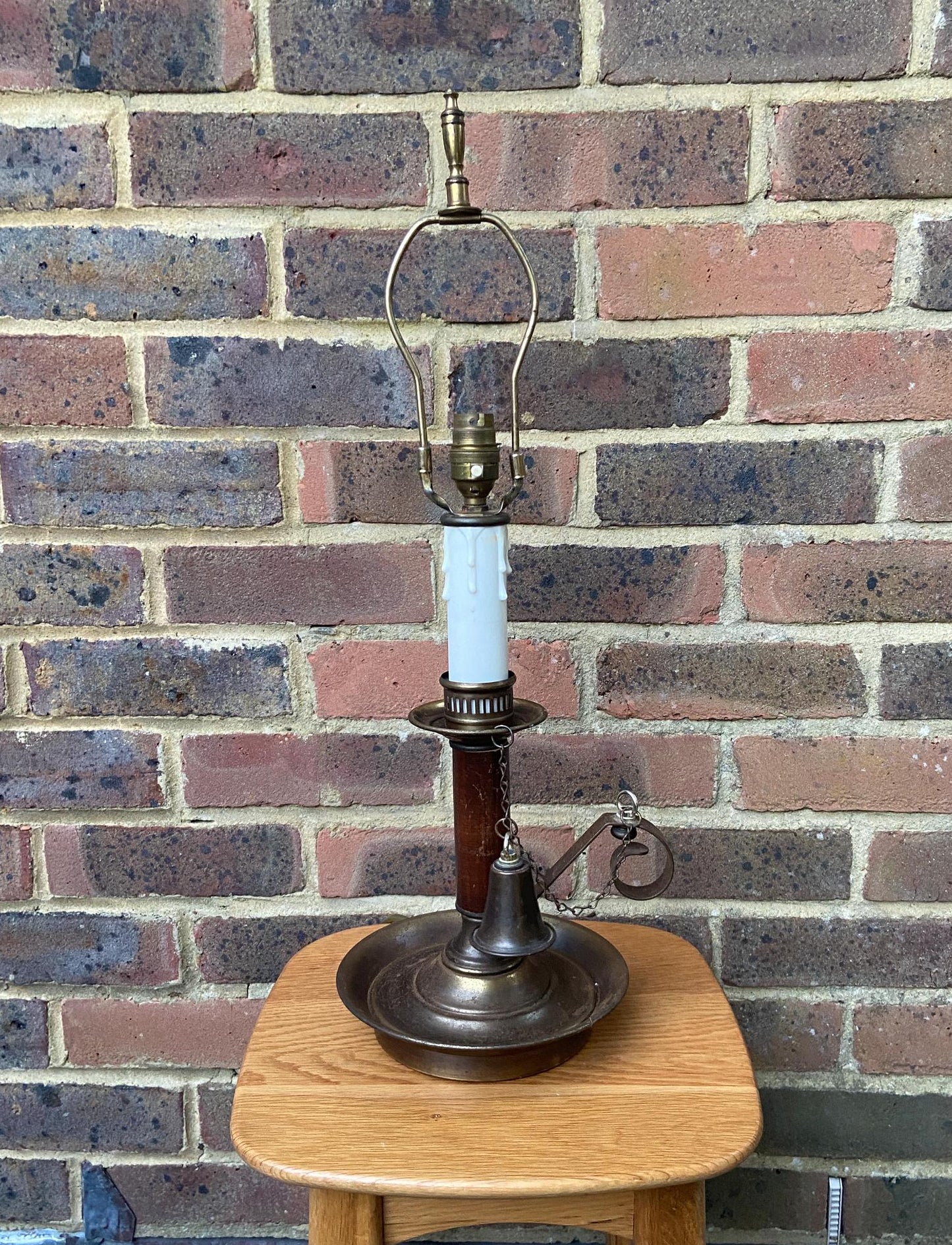 mock candlestick and holder electric lamp. working. 1970s vintage table lamp. retro lamp.