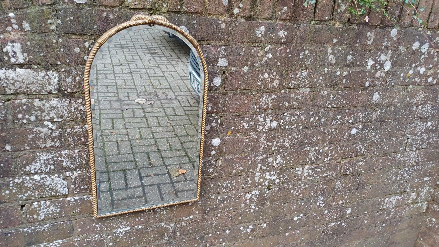 Unusual Vintage Retro Gold Gilt Arch Top Decorative Wall Mirror.