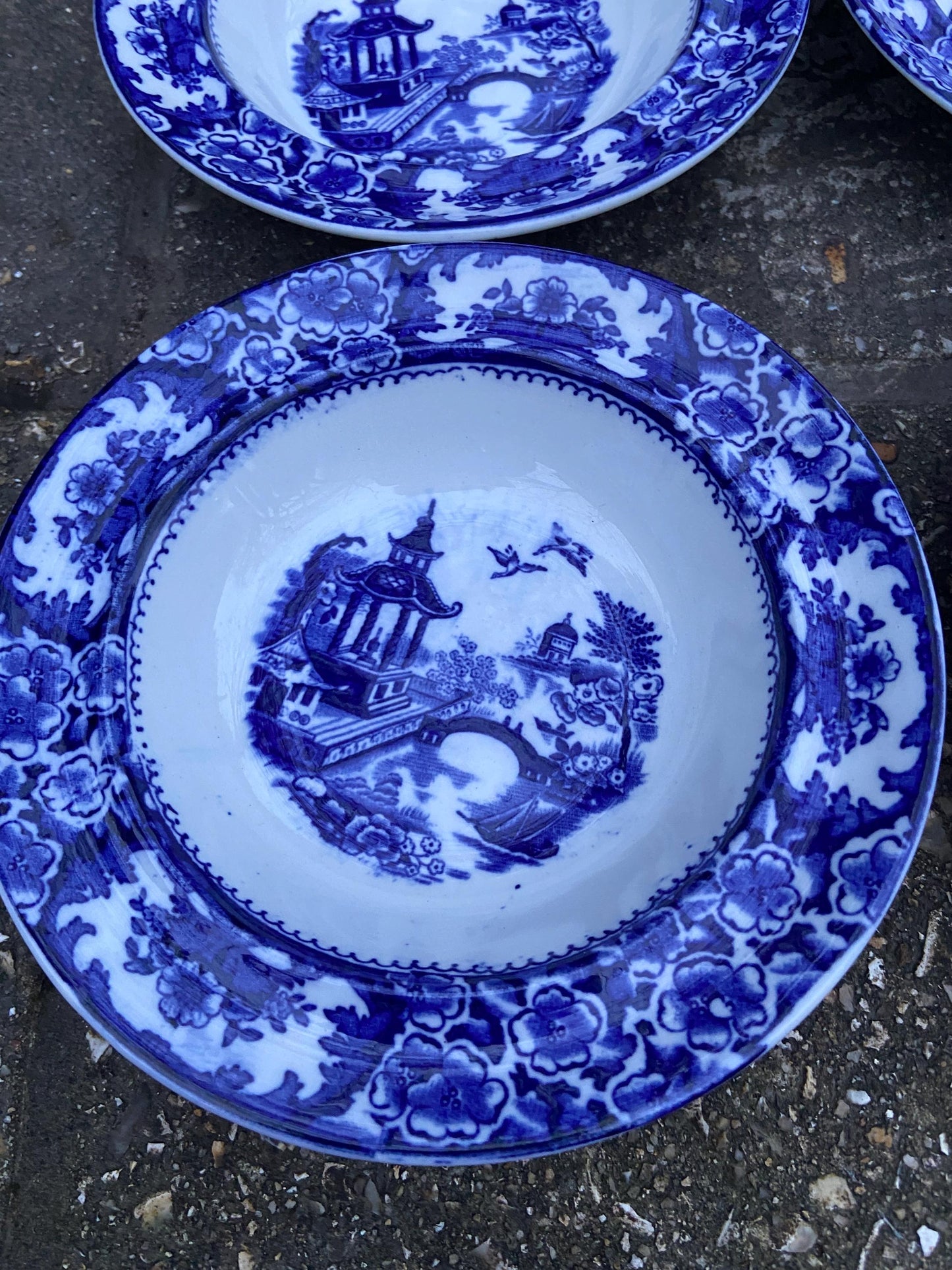 Japanese Garden Bowl Set - Pagoda Garden, Olde Alton Ware by Swinnertons, 1920s/30s -