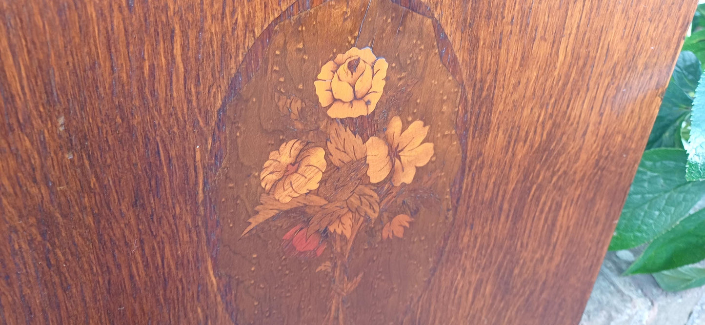 Beautiful 1920s Decorative Wooden Inlaid Oak Veneer Panel – Vintage Wall Art
