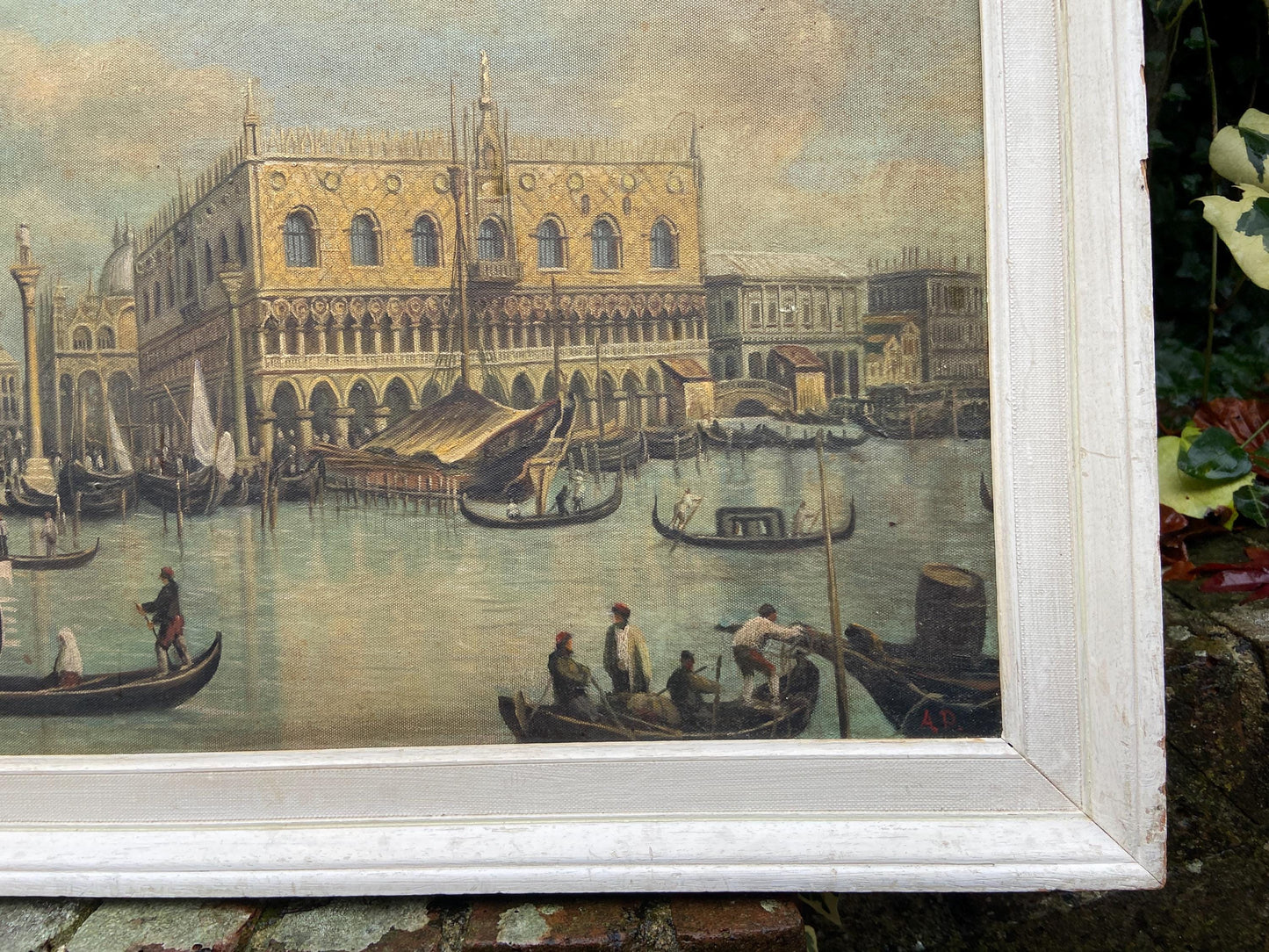 Canaletto Retro oil painting copy, framed, Veduta del Palazzo Ducale di Venezia very good copy (59cm x 49cm)