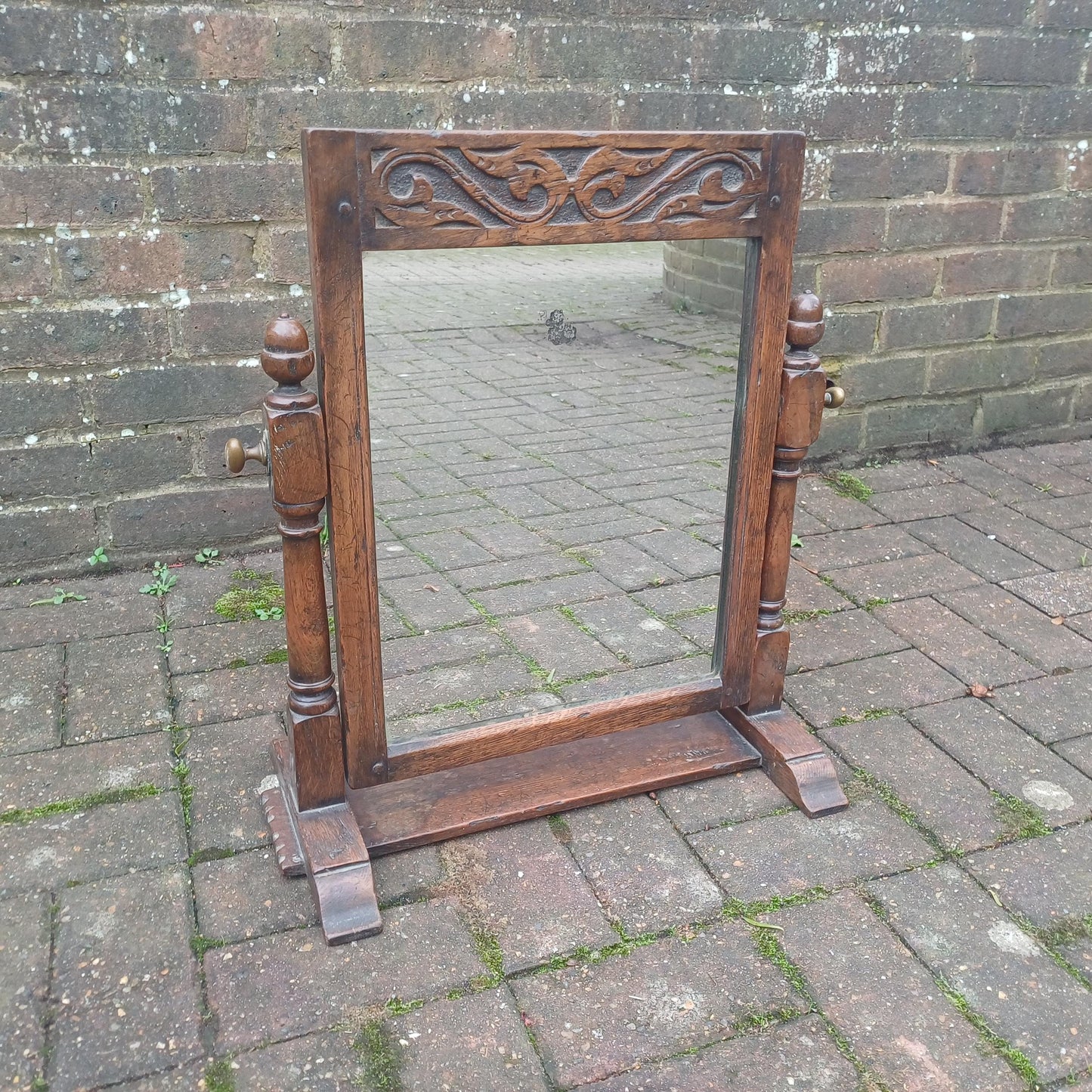 Quality Vintage Antique Victorian Solid Oak Decorative Dressing Table Mirror