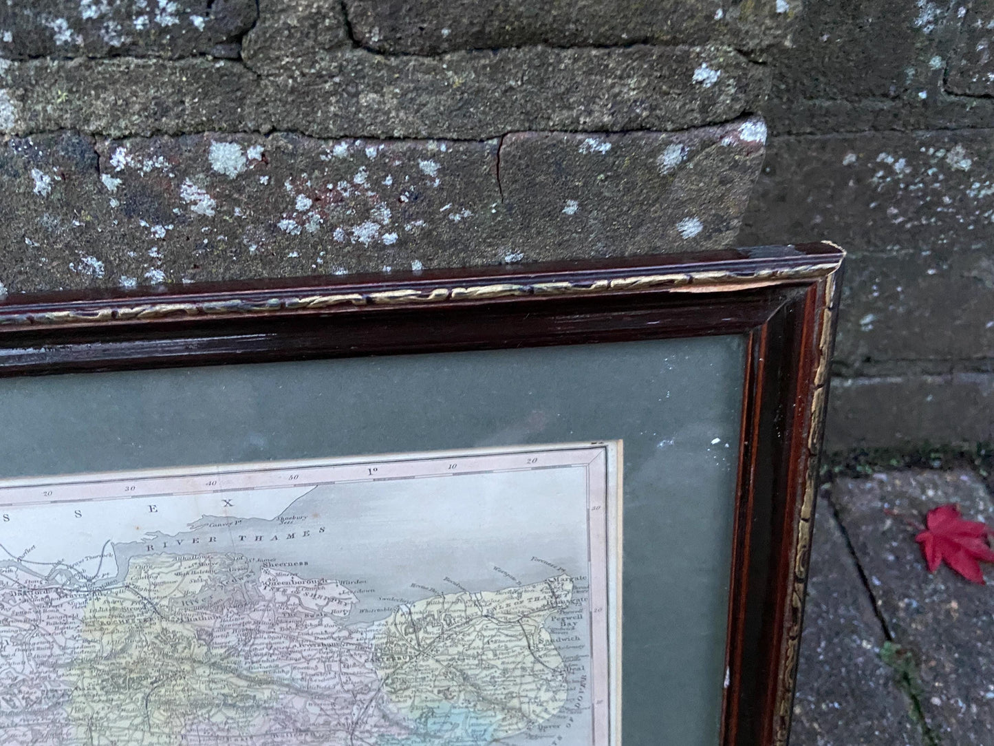 1800s vintage Kent map – hand painted print; drawn and engraved by J Archer Pentonville, London