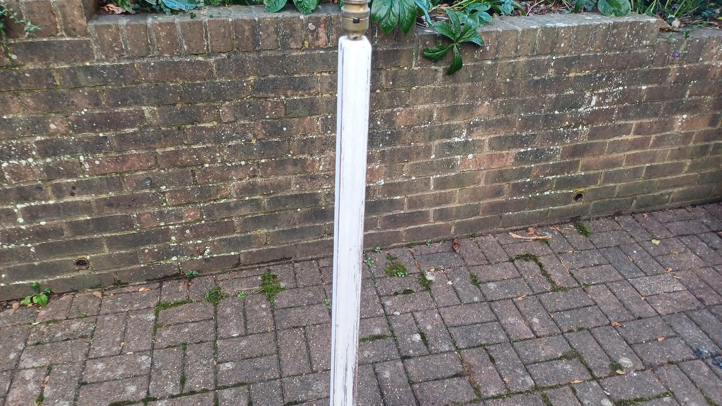 Bespoke Upcycled Vintage Painted Shabby Chic Standard Lamp in Annie Sloan Cream and Gold Acrylic. Working.