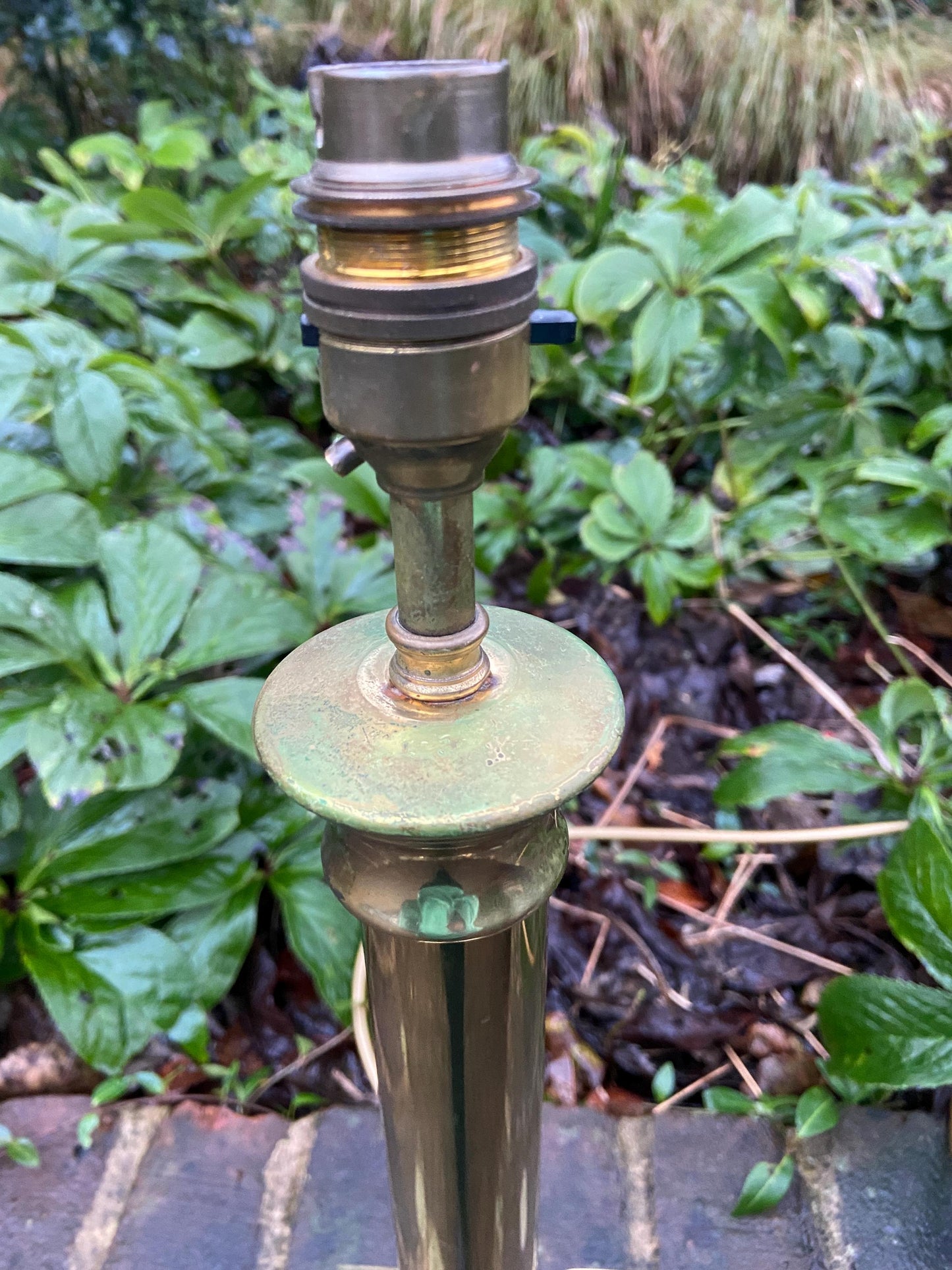 Classic vintage retro Brass candlestick lamp on square base, made for BHS England - working vintage table lamp, 42cm tall