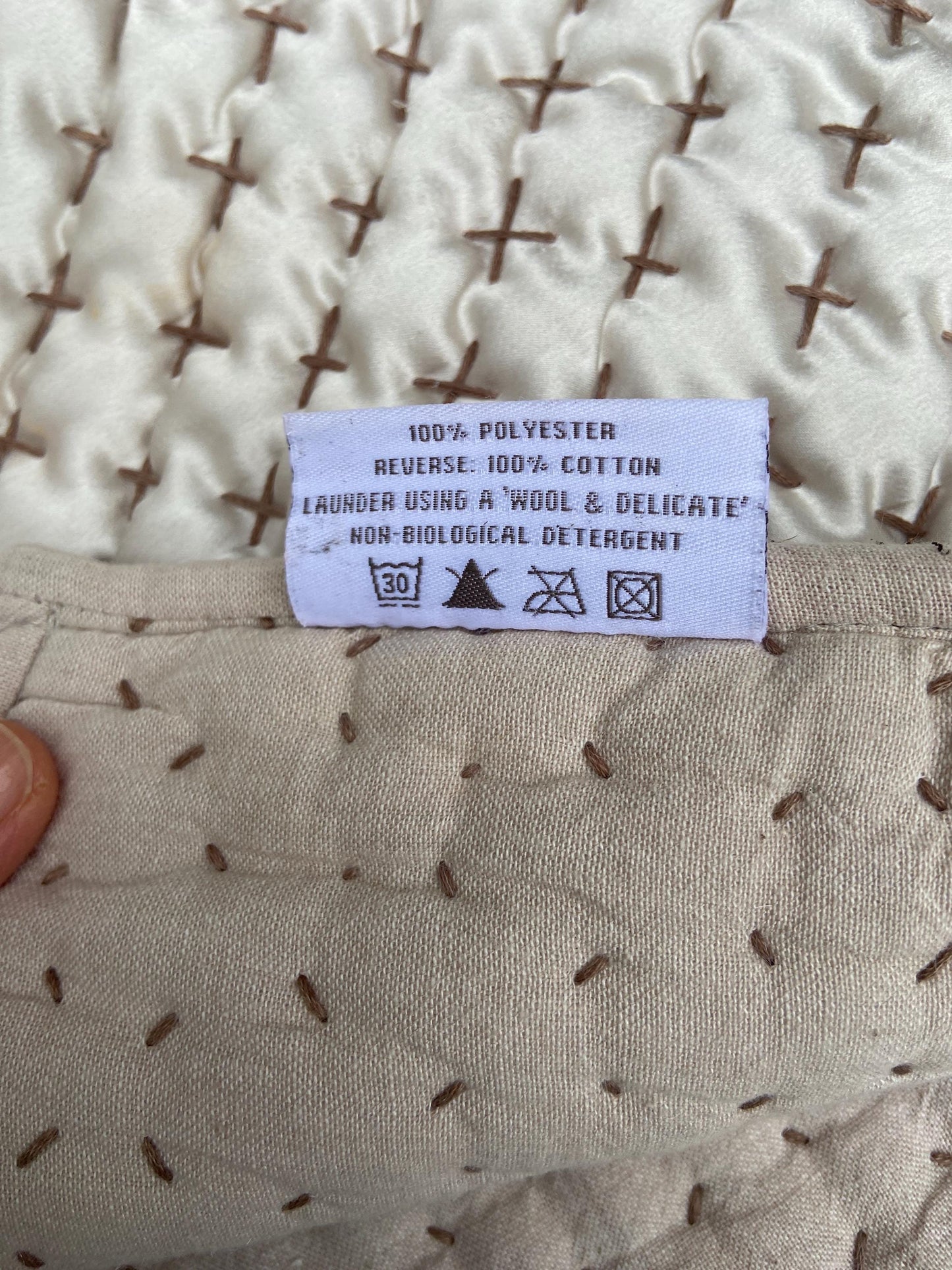 Vintage Boho Chic Indian Bed Cover or Throw - Beige, cream and Brown. Cotton and Satin like material. Very Boho Chic. Size :
