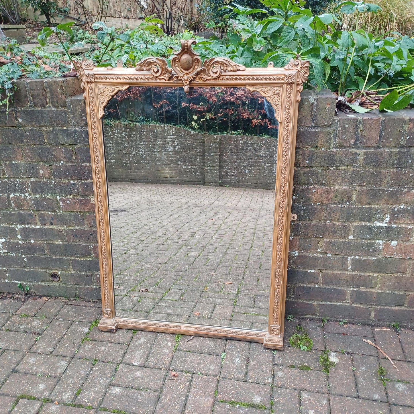 Huge Vintage Antique Victorian Wall Over Mantel Mirror Ornate Decorations