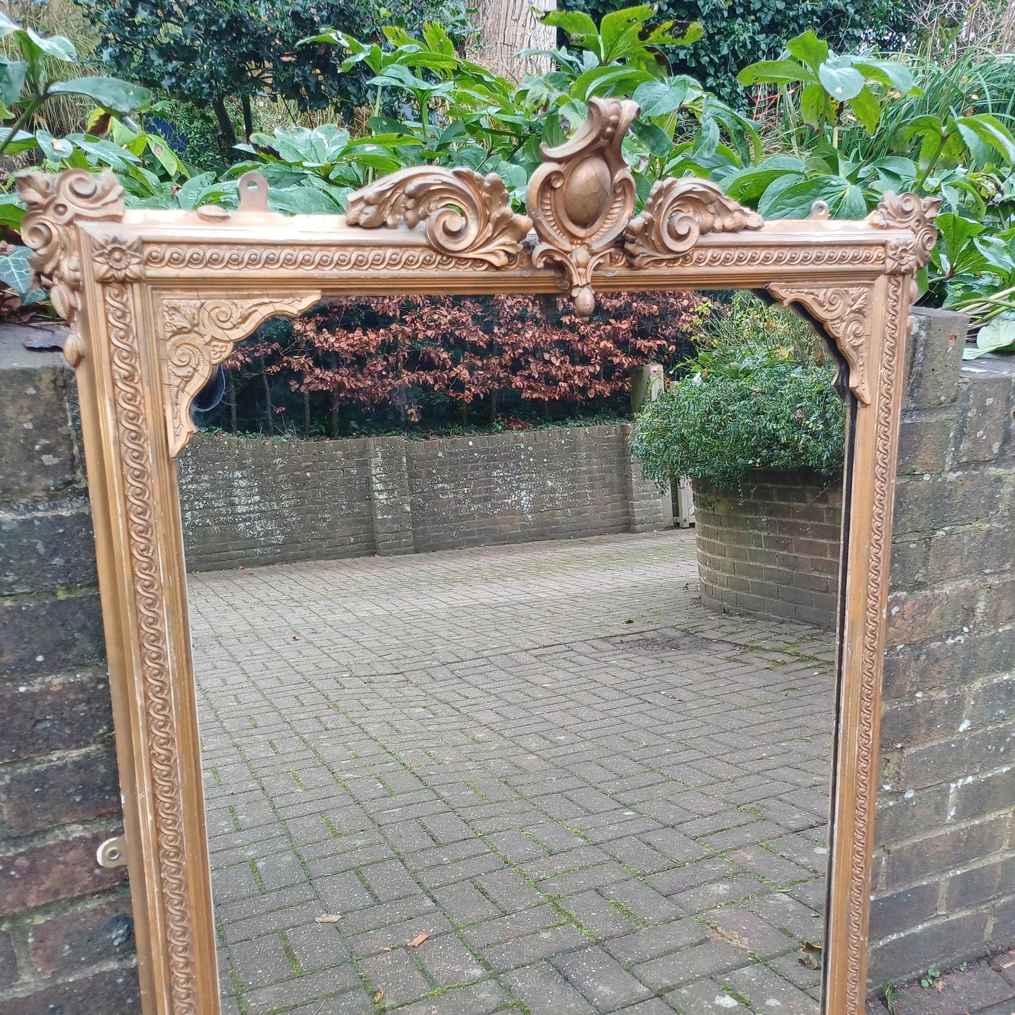 Huge Vintage Antique Victorian Wall Over Mantel Mirror Ornate Decorations