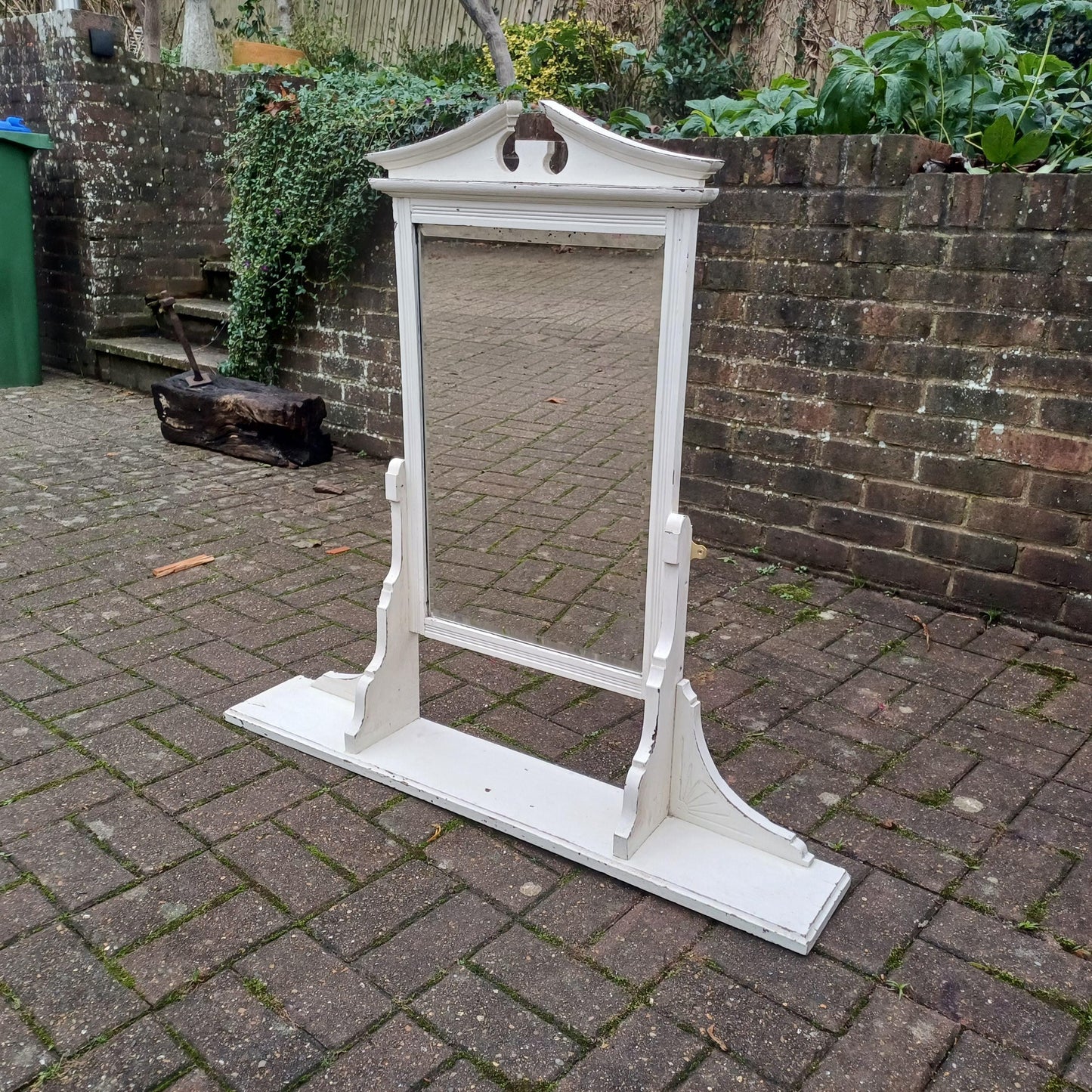 Superb Large Victorian Vintage Painted Walnut Decorative Mirror with Shelf. FREE HAND Delivery.