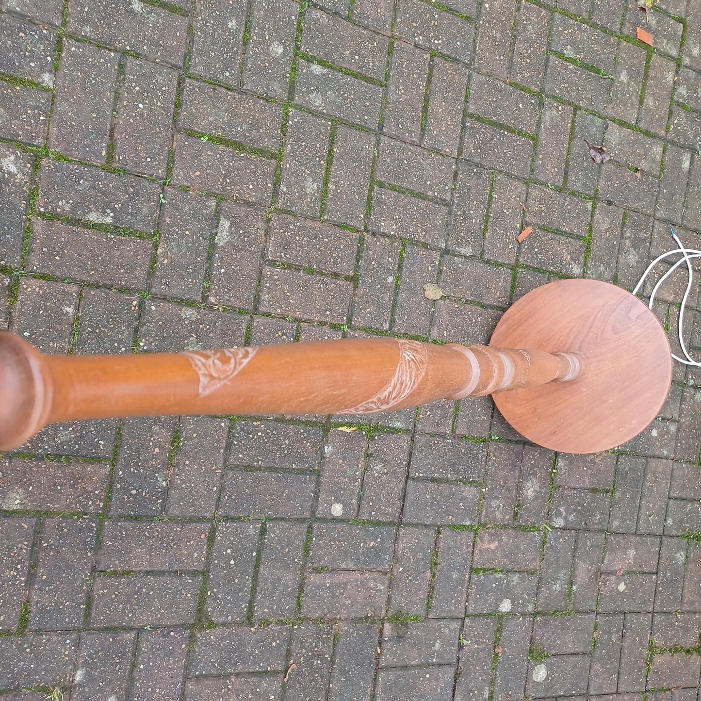 Vintage 60’s Teak Standard Lamp Fantastic Spiral Carved Decoration.