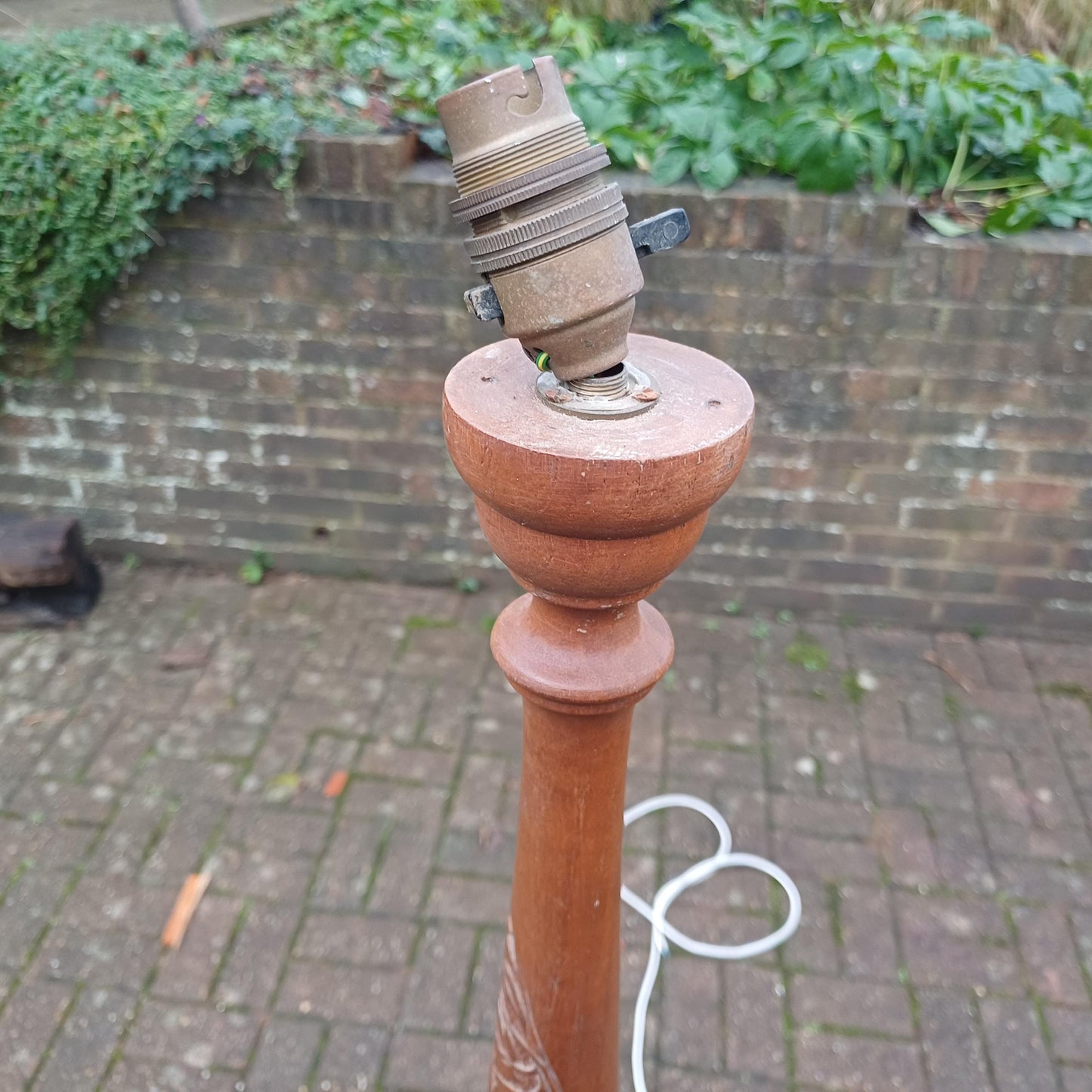 Vintage 60’s Teak Standard Lamp Fantastic Spiral Carved Decoration.