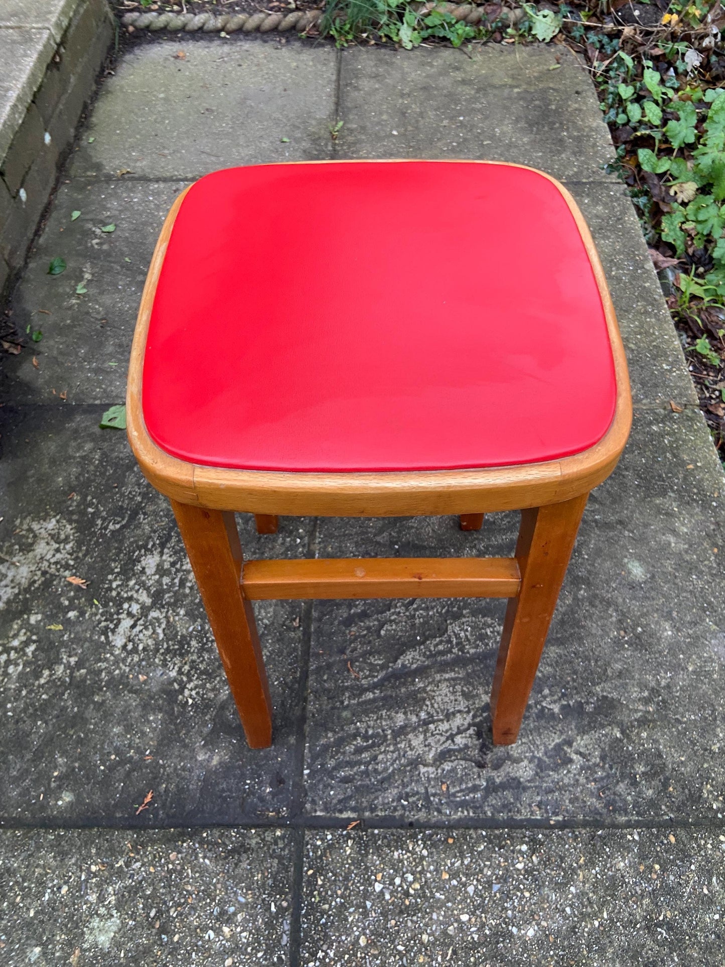 Pair Red Vintage Kitchen Stools - Made in Romania, Eastern European