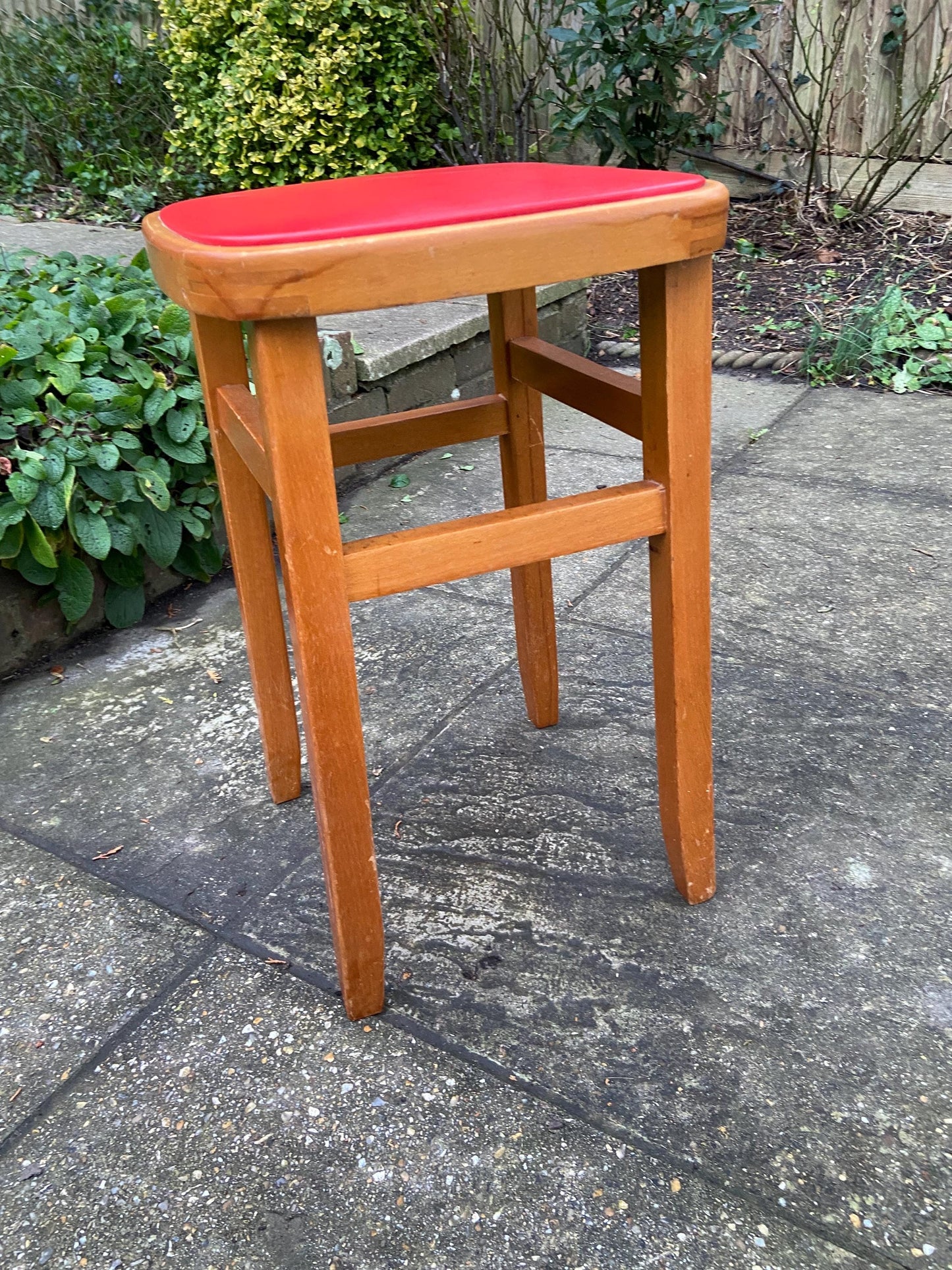 Pair Red Vintage Kitchen Stools - Made in Romania, Eastern European