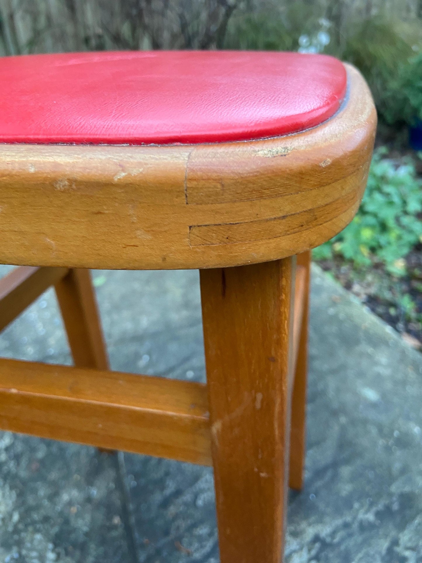 Pair Red Vintage Kitchen Stools - Made in Romania, Eastern European