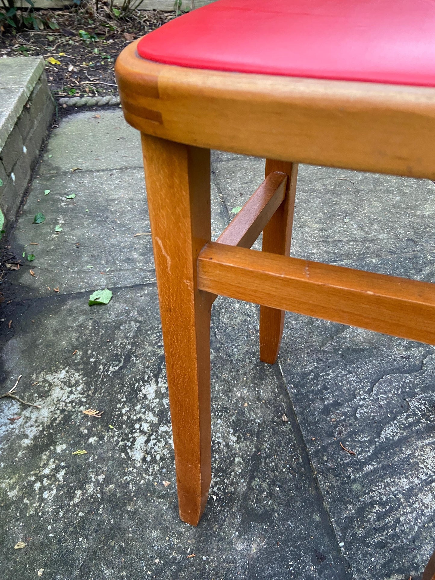 Pair Red Vintage Kitchen Stools - Made in Romania, Eastern European