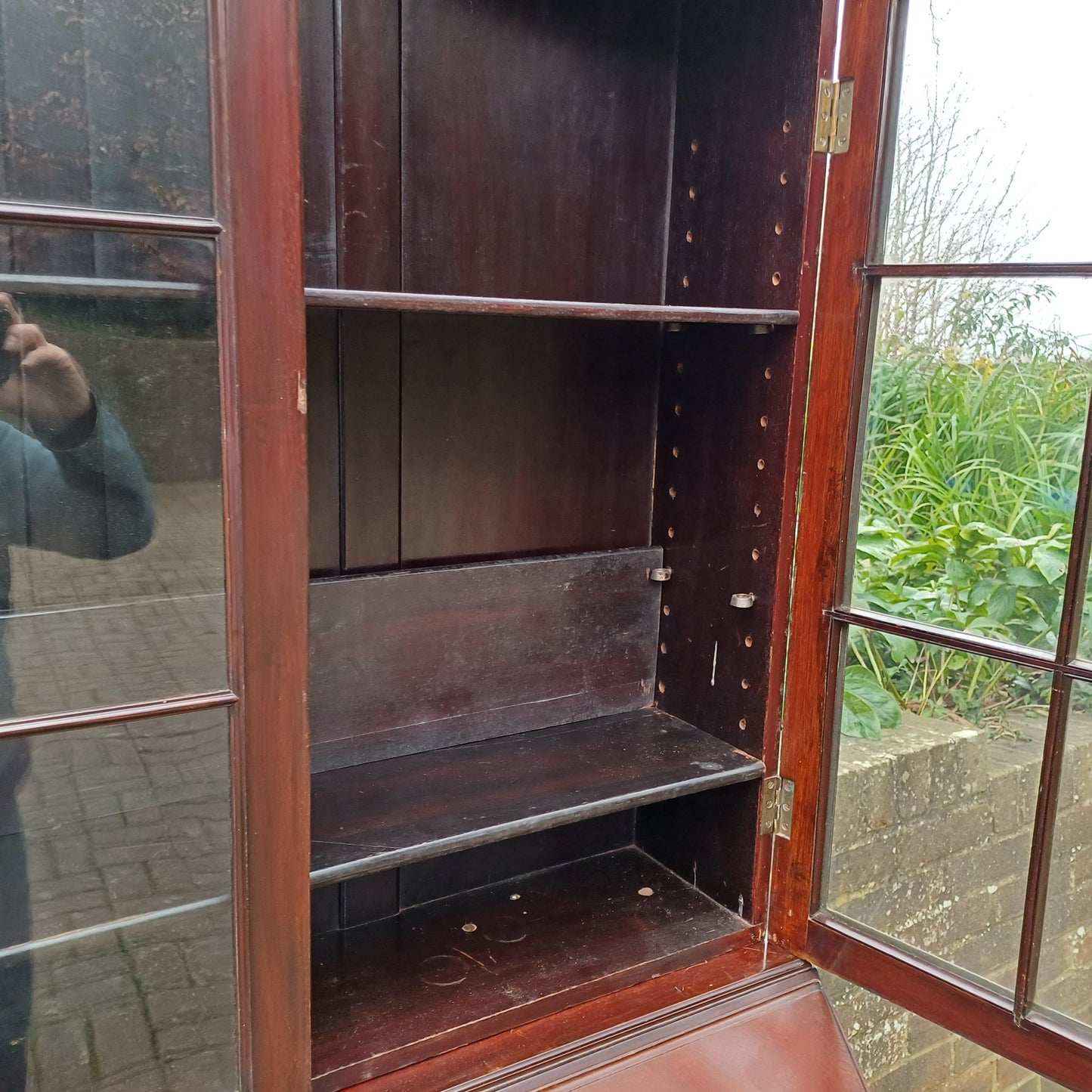 Large Early 20th Century Mahogany Bureau Bookcase Chest of Drawers Desk Glazed Cupboard FREE HAND Delivery