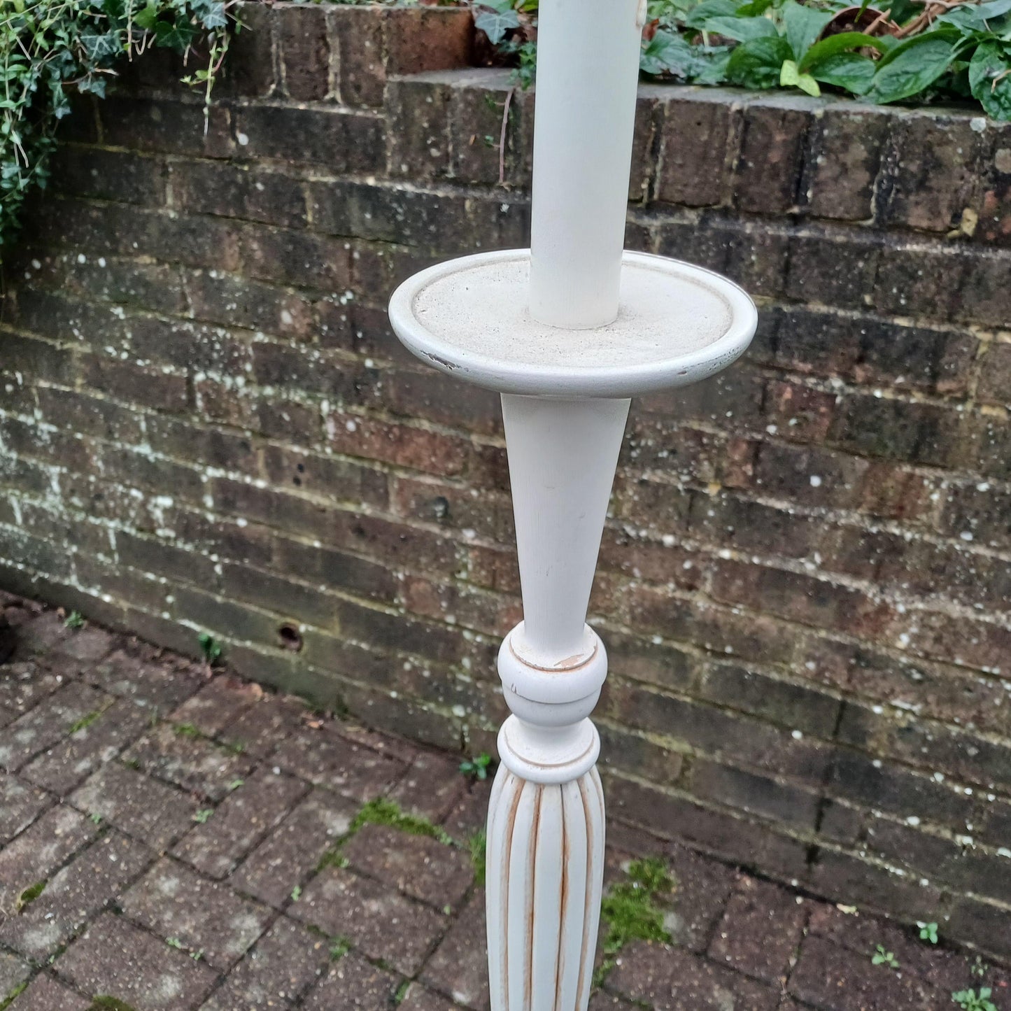 Vintage Painted Three Quarter Height Painted Light Cream Decorative Standard Lamp