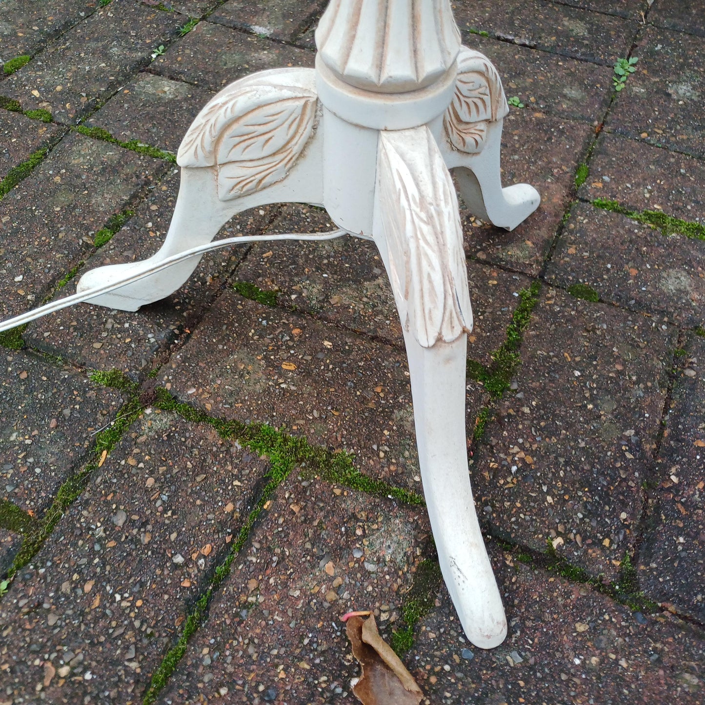 Vintage Painted Three Quarter Height Painted Light Cream Decorative Standard Lamp