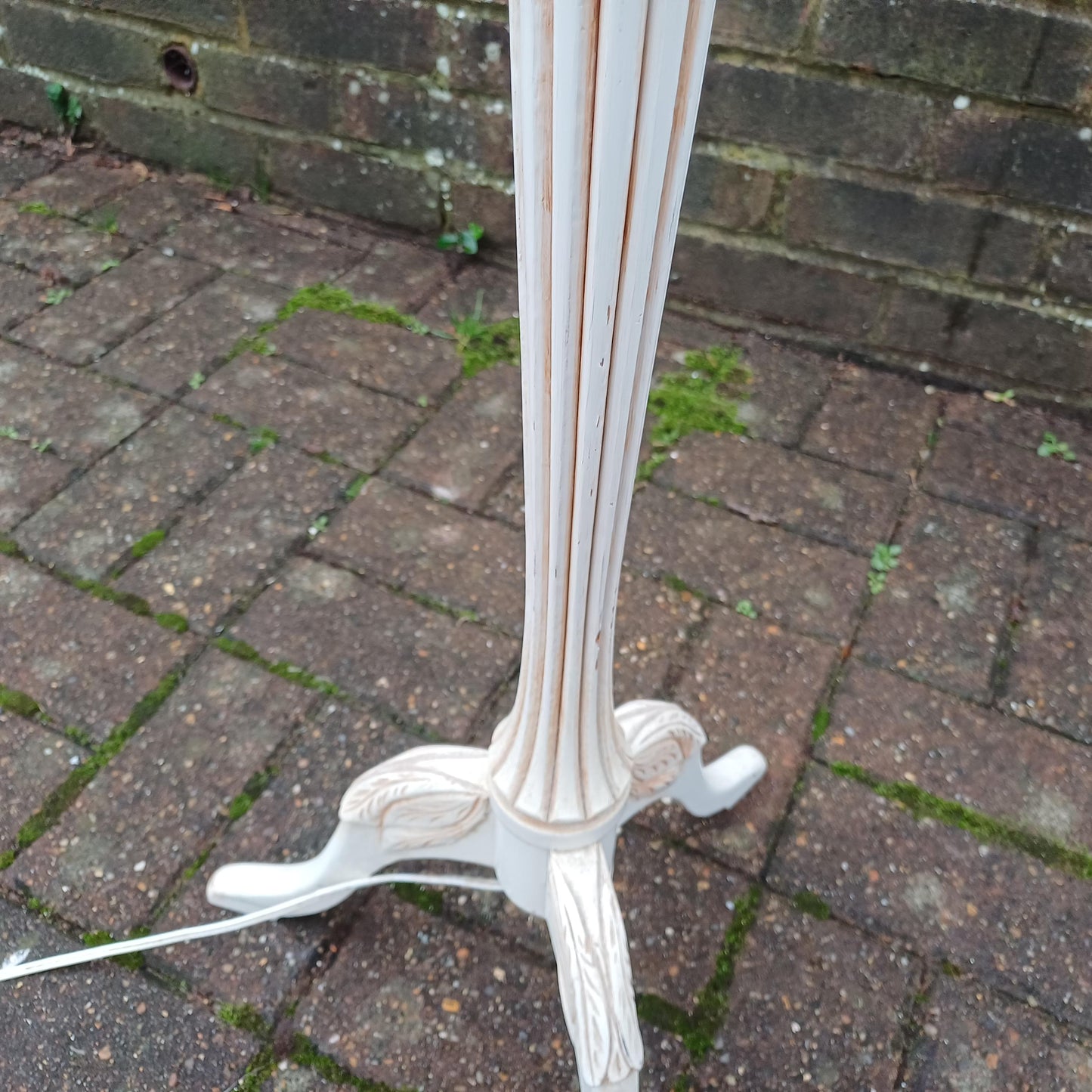 Vintage Painted Three Quarter Height Painted Light Cream Decorative Standard Lamp