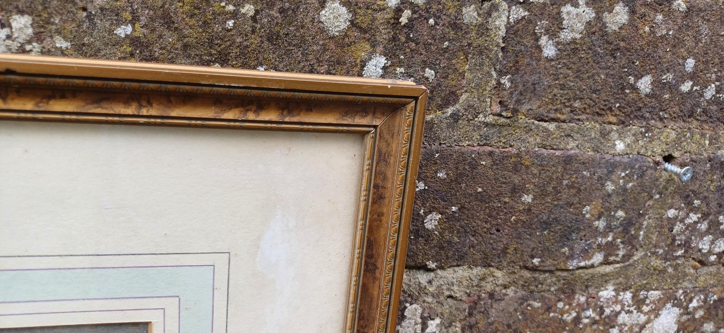 Large Scottish Highlands Vintage Water Colour Painting, glazed vintage frame - original vintage watercolour painting 81cm x 57cm approx
