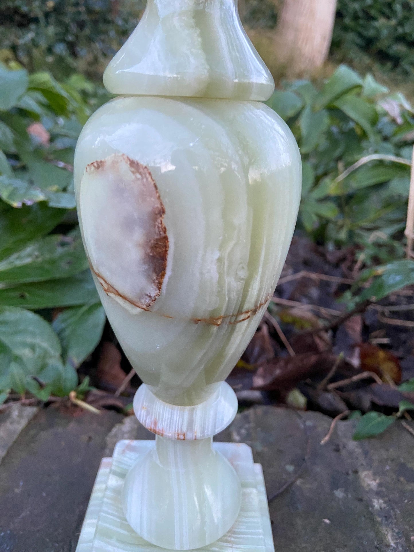 Vintage medium sized Green Onyx Classic Table Lamp Base vgc
