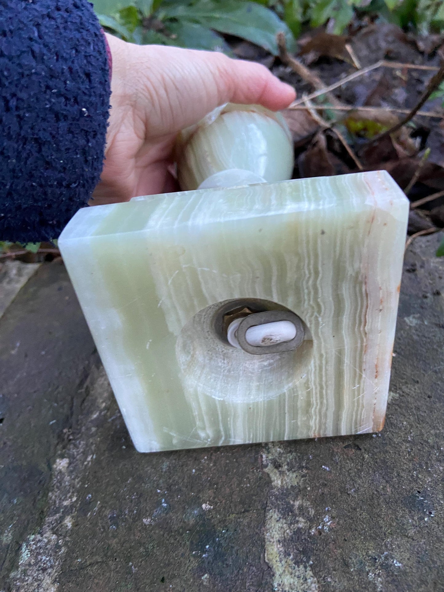Vintage medium sized Green Onyx Classic Table Lamp Base vgc