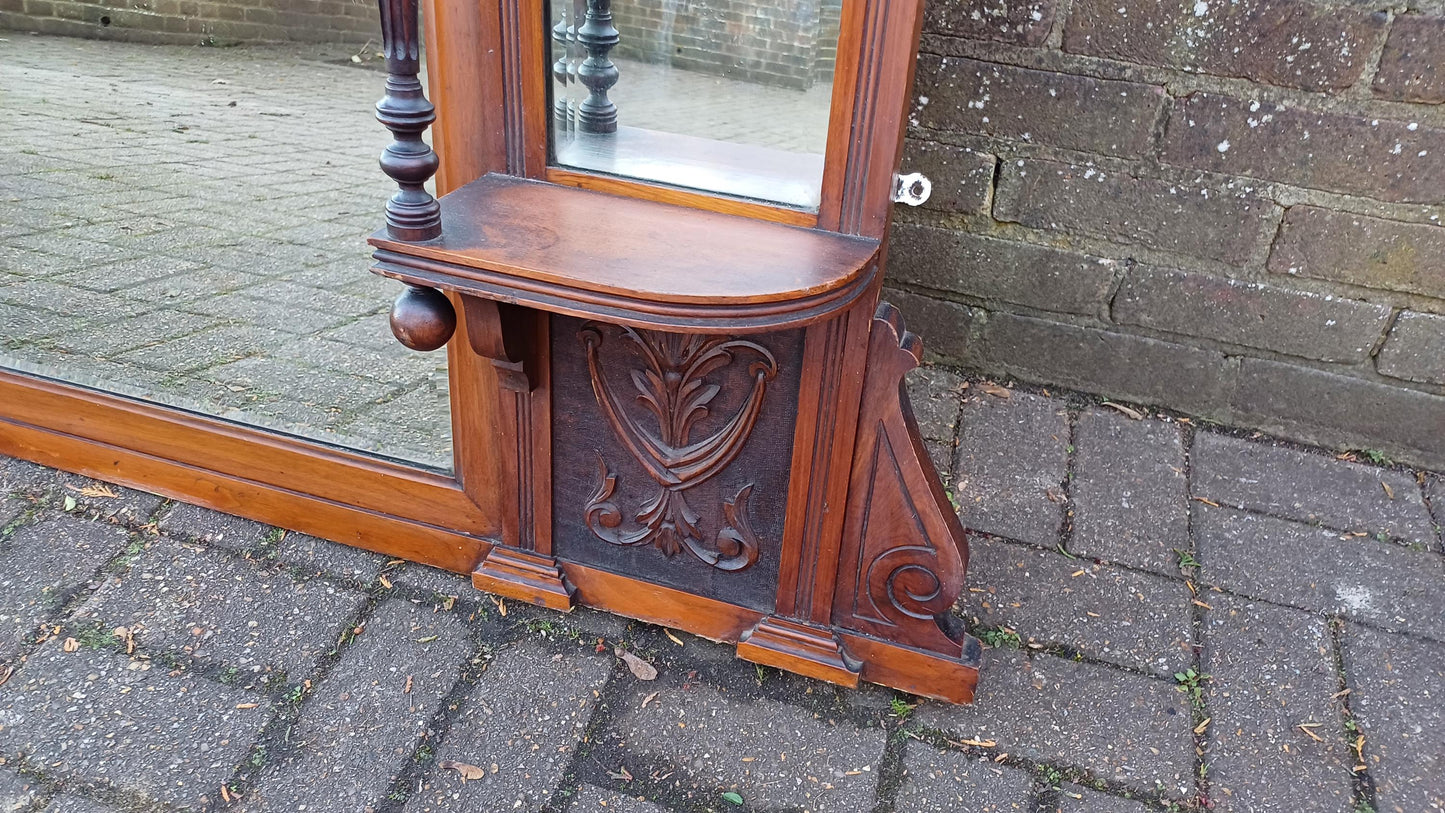 Massive Imposing High Quality Mahogany Over Mantel Mirror Wealth of Decorative Features 4 Bevelled Mirrors FREE HAND Delivery.