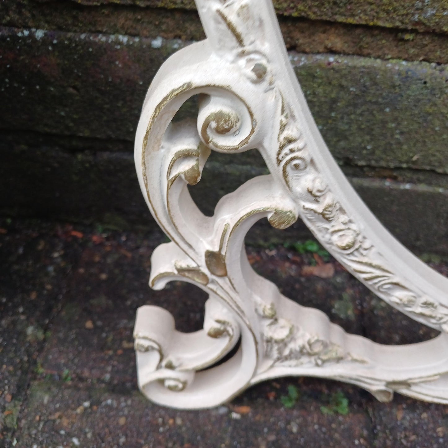Classic Repurposed Vintage 1970s Ornate Cream and Gold Oval Wall Mirror