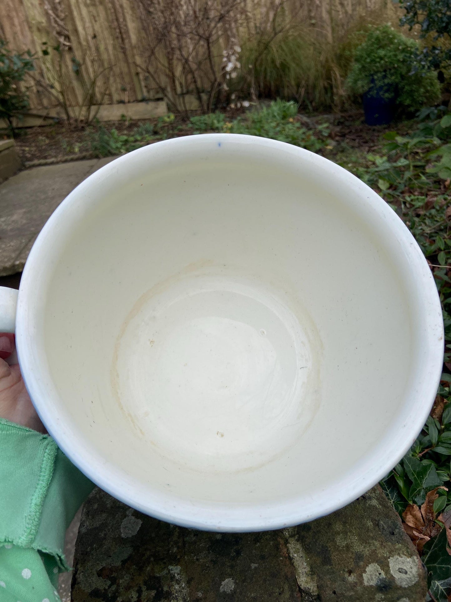 Antique planter, Victorian Blue and White Antique Chamber Pot, Potty, Indoor planter, Orient pattern