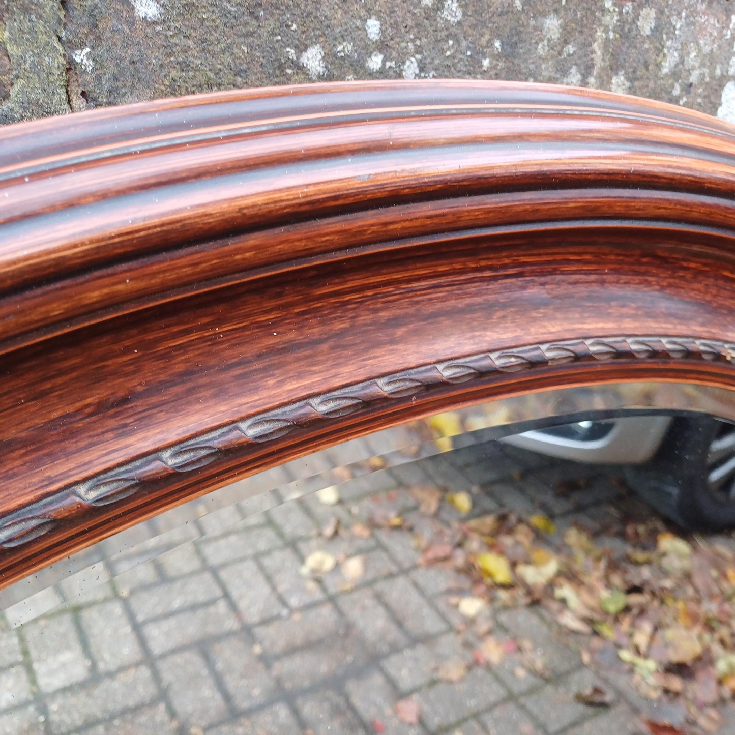 Huge and Imposing Red Painted Oval Mirror Red and Black Hues Bevelled Glass FREE HAND Delivery