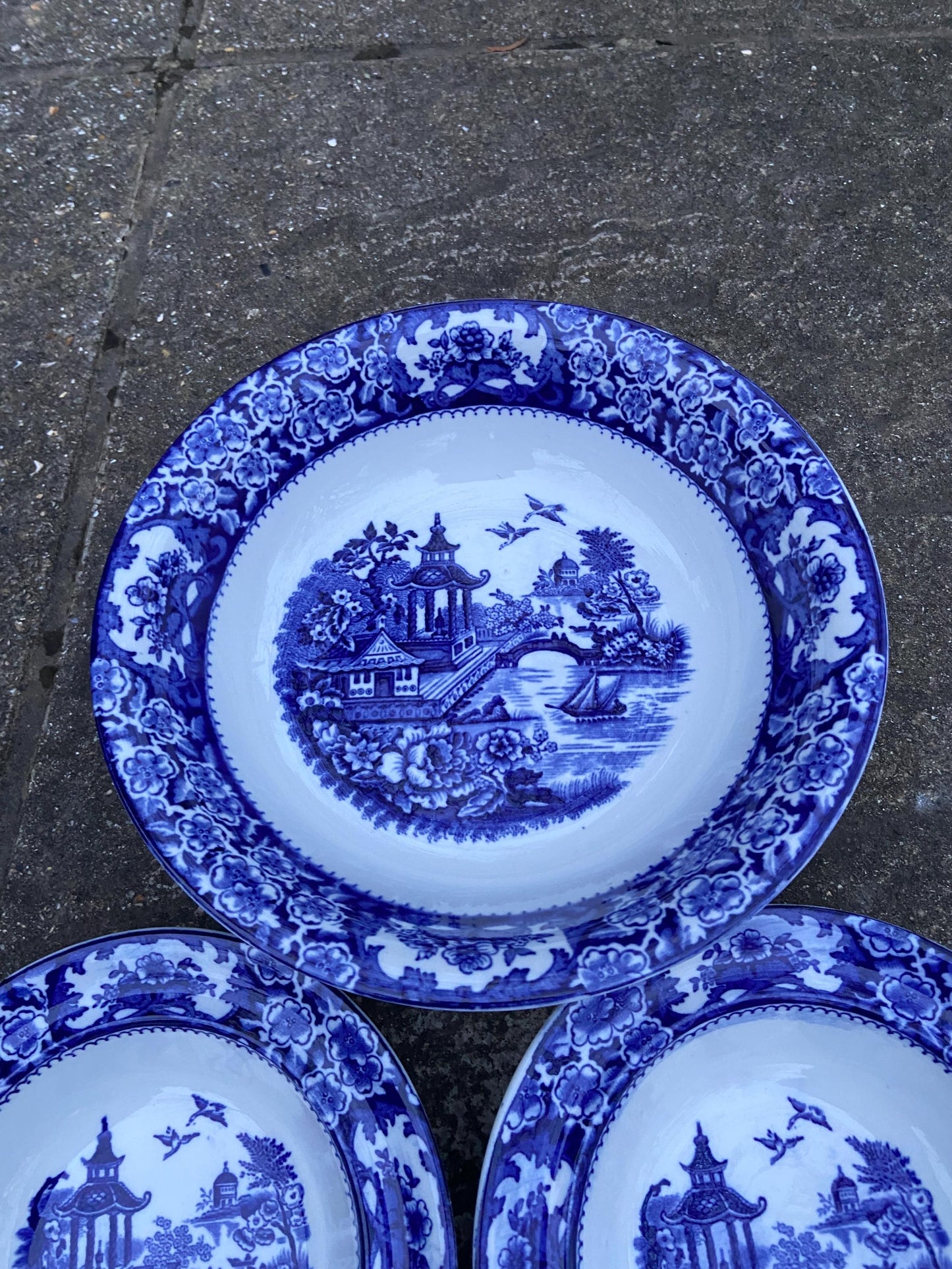 Japanese Garden Bowl Set - Pagoda Garden, Olde Alton Ware by Swinnertons, 1920s/30s -
