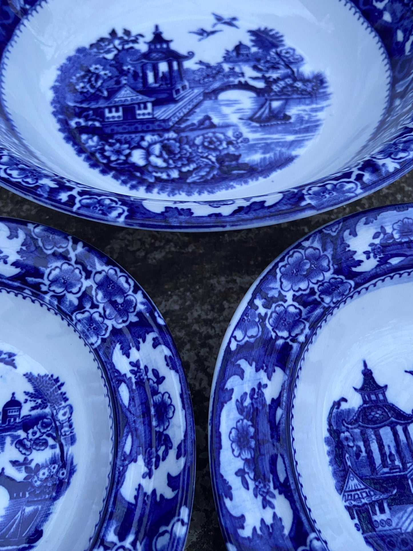 Japanese Garden Bowl Set - Pagoda Garden, Olde Alton Ware by Swinnertons, 1920s/30s -