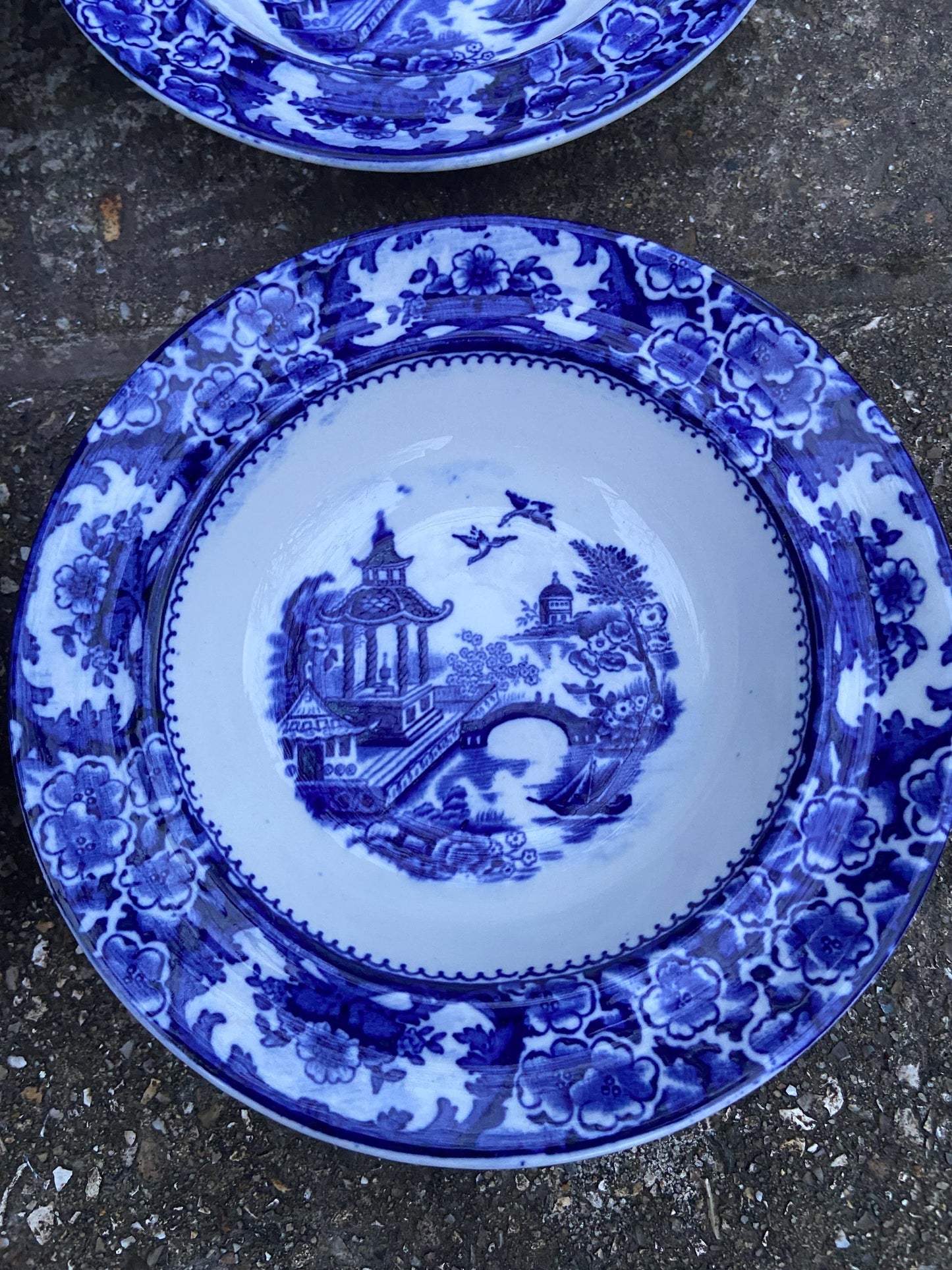 Japanese Garden Bowl Set - Pagoda Garden, Olde Alton Ware by Swinnertons, 1920s/30s -