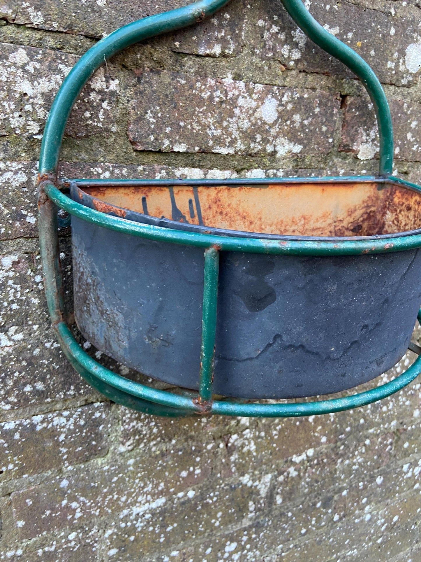 Unique Vintage Planter - Fire Hose Tap and Metal Basket - wall plant basket, outdoor planter, plant pot