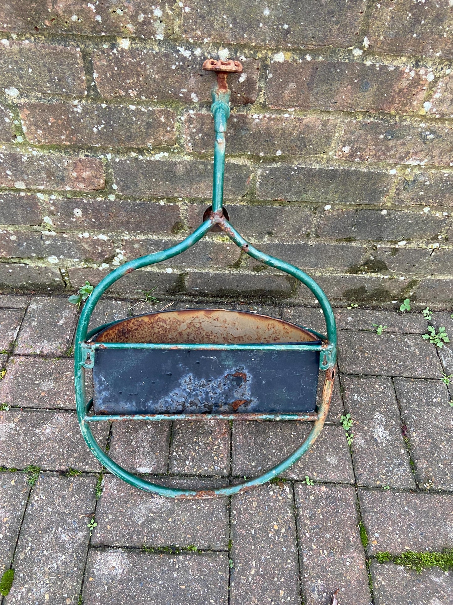 Unique Vintage Planter - Fire Hose Tap and Metal Basket - wall plant basket, outdoor planter, plant pot