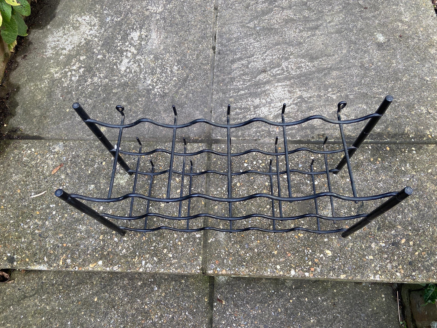 Retro 1970s plastic and metal wine rack for up to 15 bottles of wine - surface or wall mounted, Auriol style