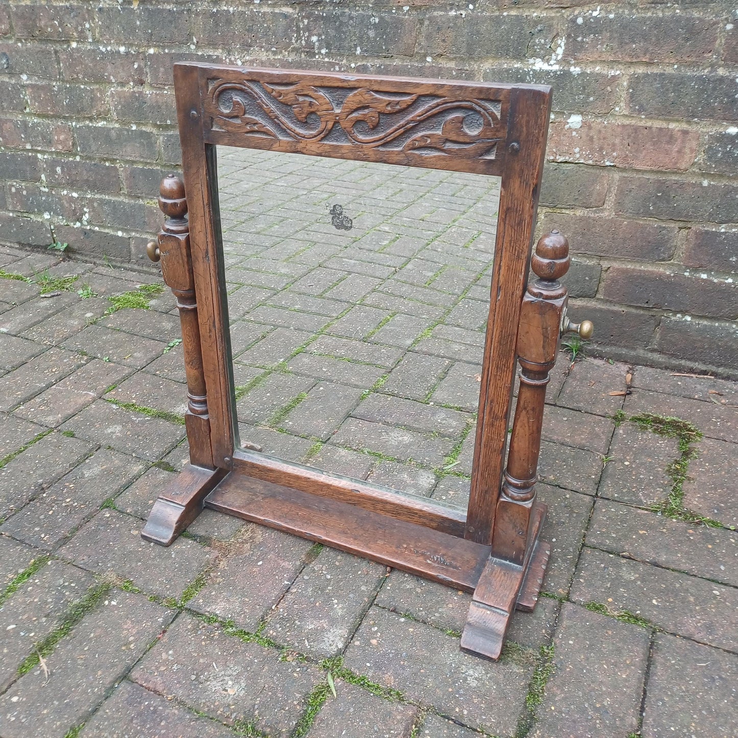 Quality Vintage Antique Victorian Solid Oak Decorative Dressing Table Mirror