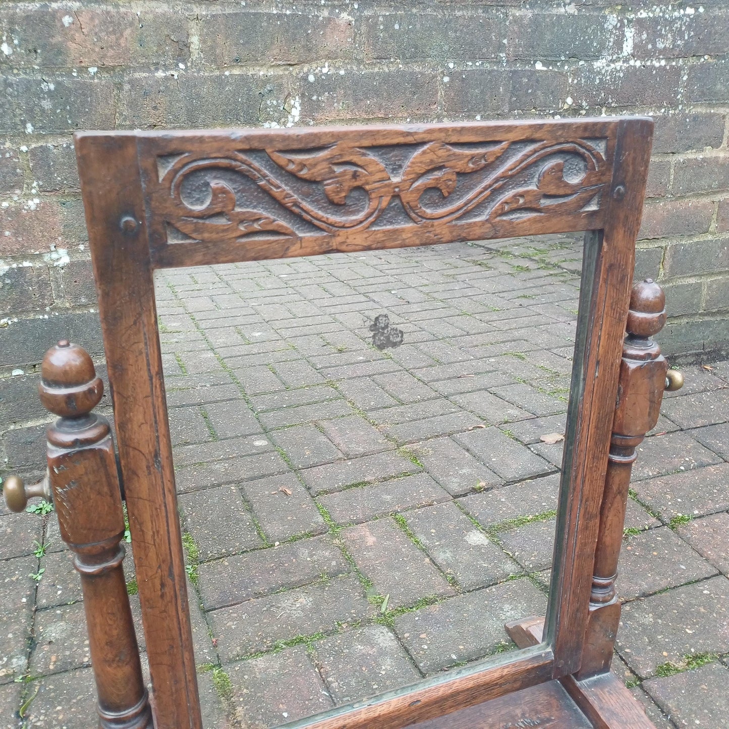 Quality Vintage Antique Victorian Solid Oak Decorative Dressing Table Mirror
