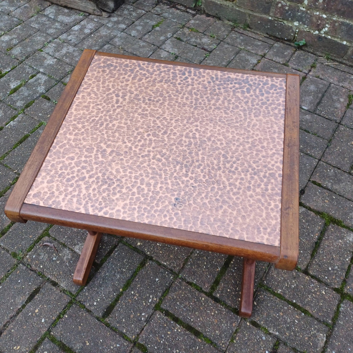 Vintage Retro 1970s Teak Coffee Table with Electroplated Copper Top – Mid-Century Modern Statement Piece
