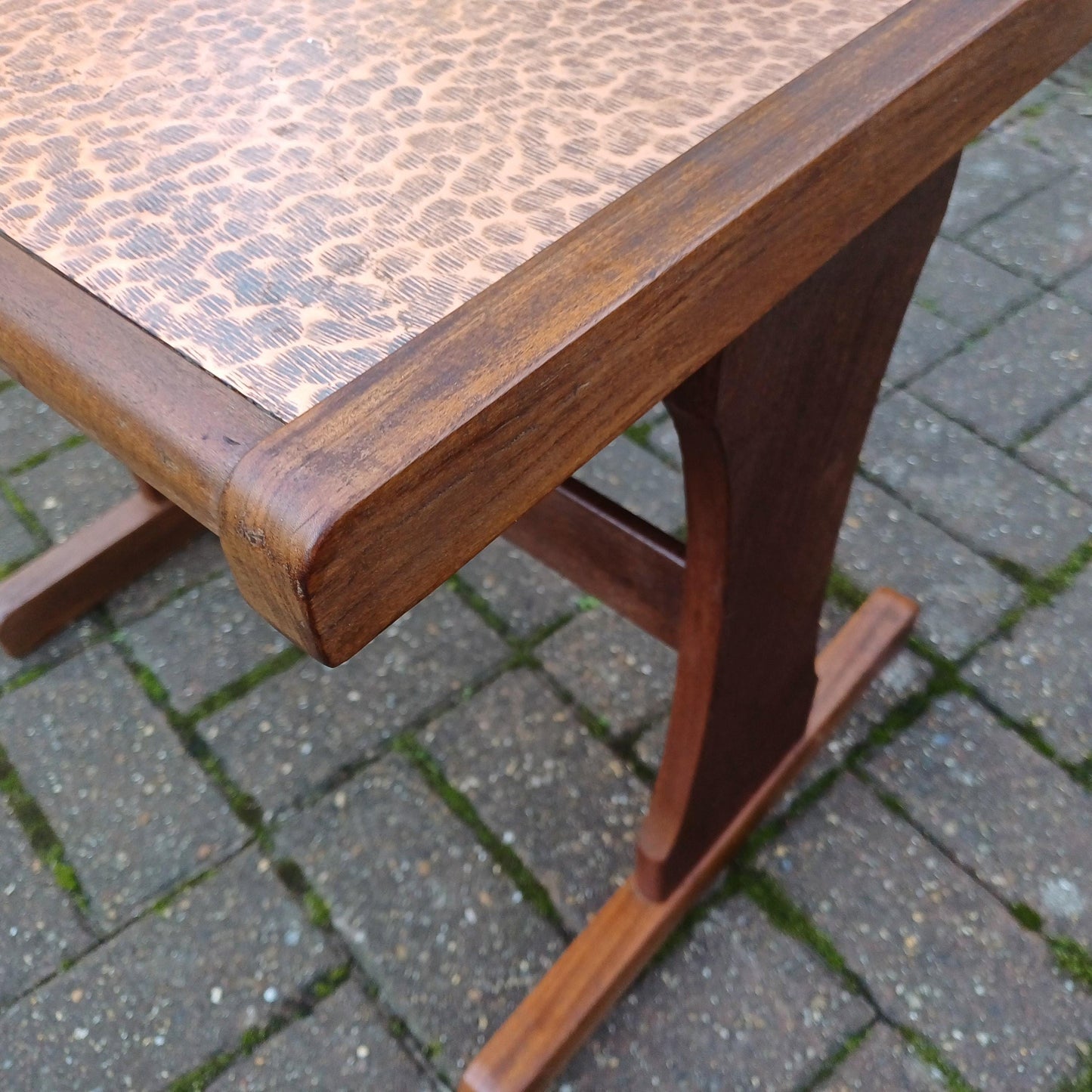 Vintage Retro 1970s Teak Coffee Table with Electroplated Copper Top – Mid-Century Modern Statement Piece