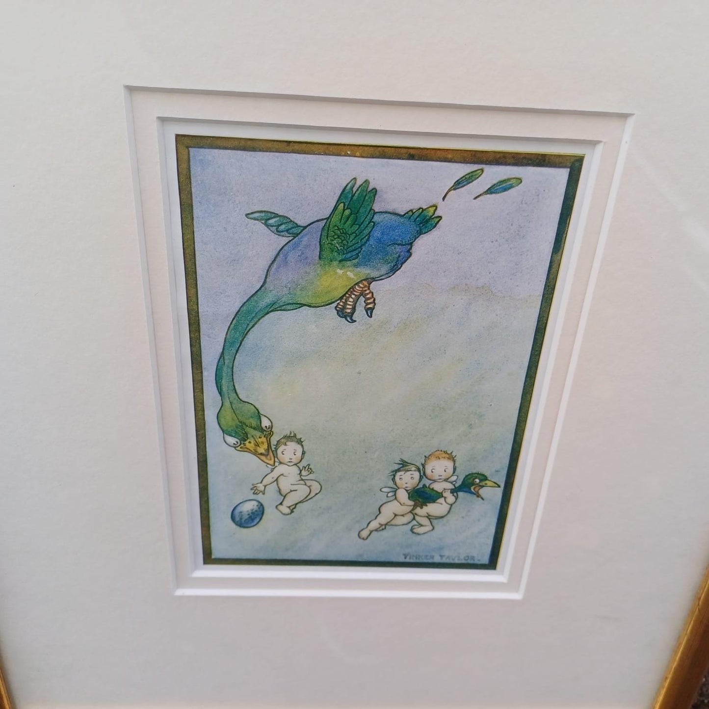 Nursery Prints x 2 of Uzz, Fuzz, Buzz by Tinker Taylor - babes on adventure 1920s book illustrations - framed glazed prints x 2