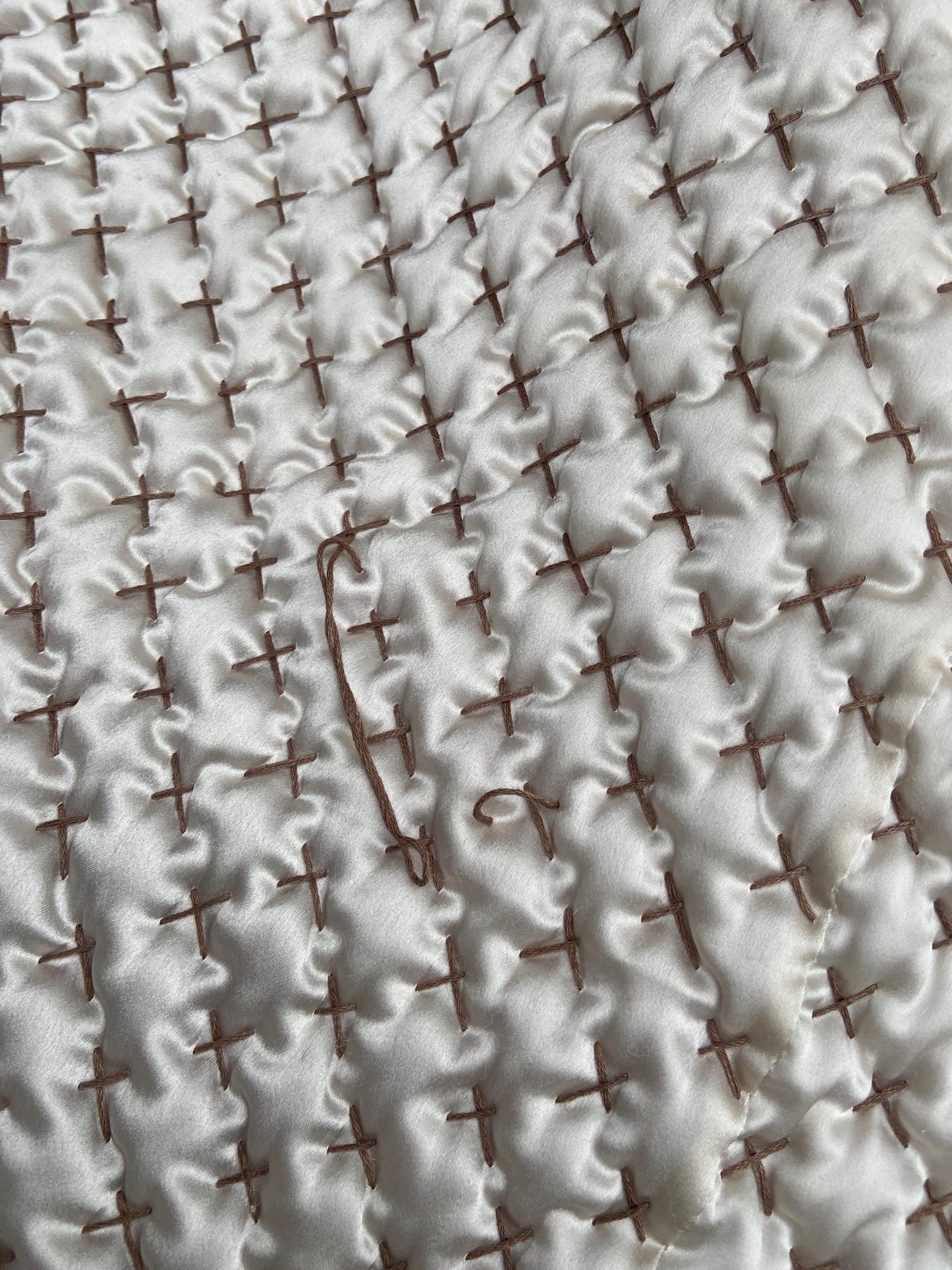Vintage Boho Chic Indian Bed Cover or Throw - Beige, cream and Brown. Cotton and Satin like material. Very Boho Chic. Size :