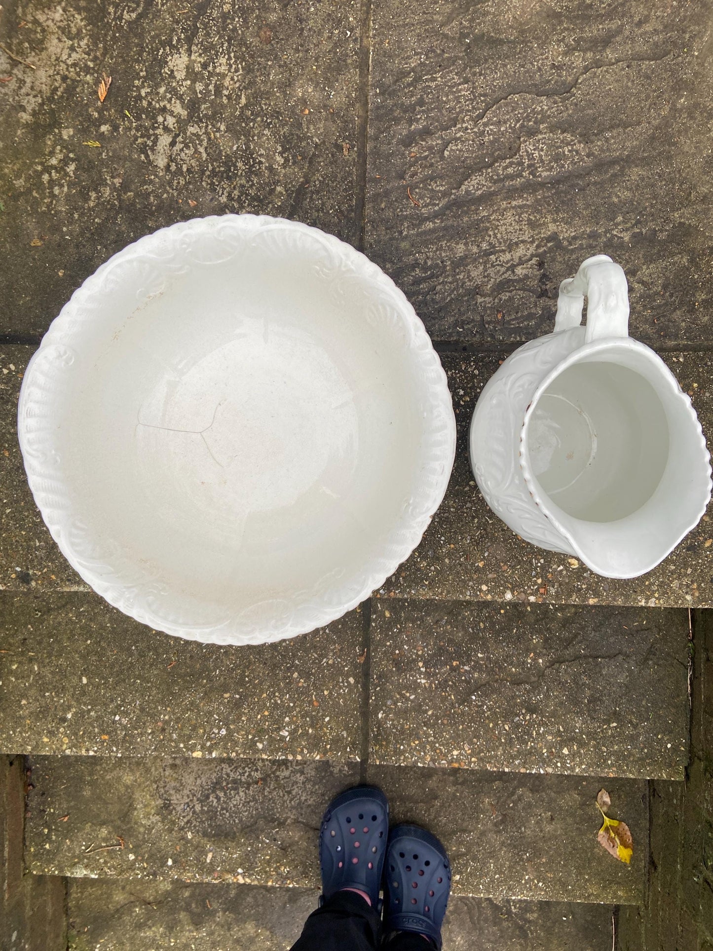 Antique late Victorian Jug & Bowl set by Maddock and Sons, Royal Vitreous semi porcelain china - late 1800s/early 1900s VGC